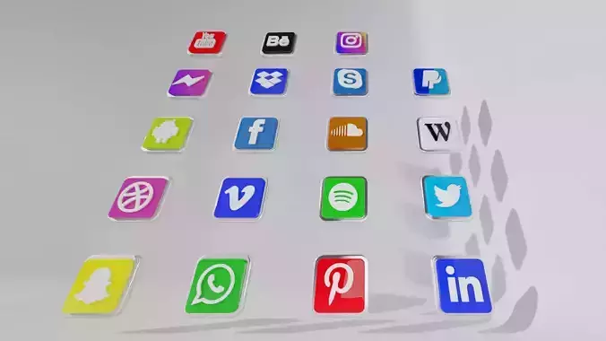 Icon Set 3D model Low-poly