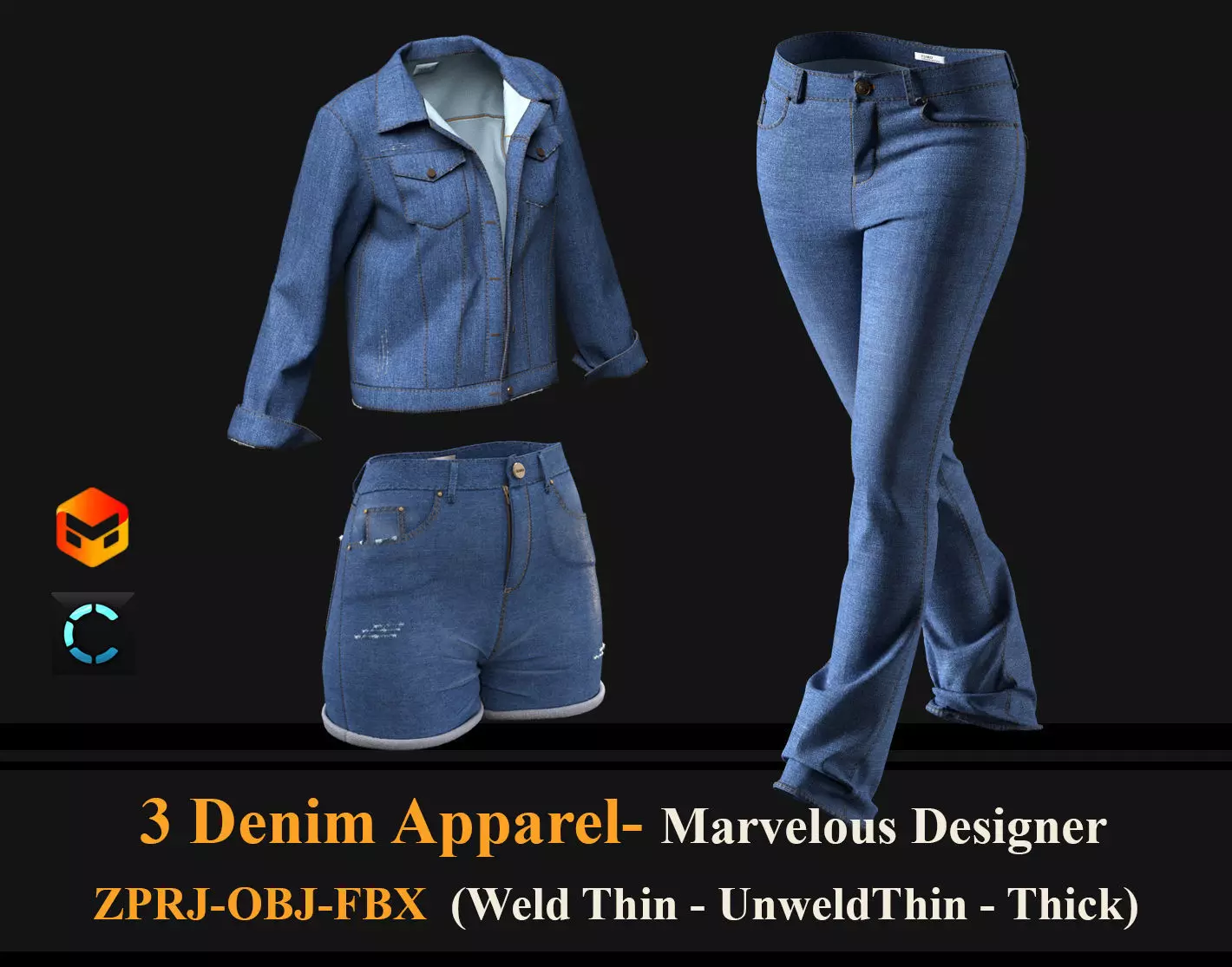 3 Denims 3D model
