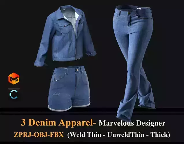 3 Denims 3D model