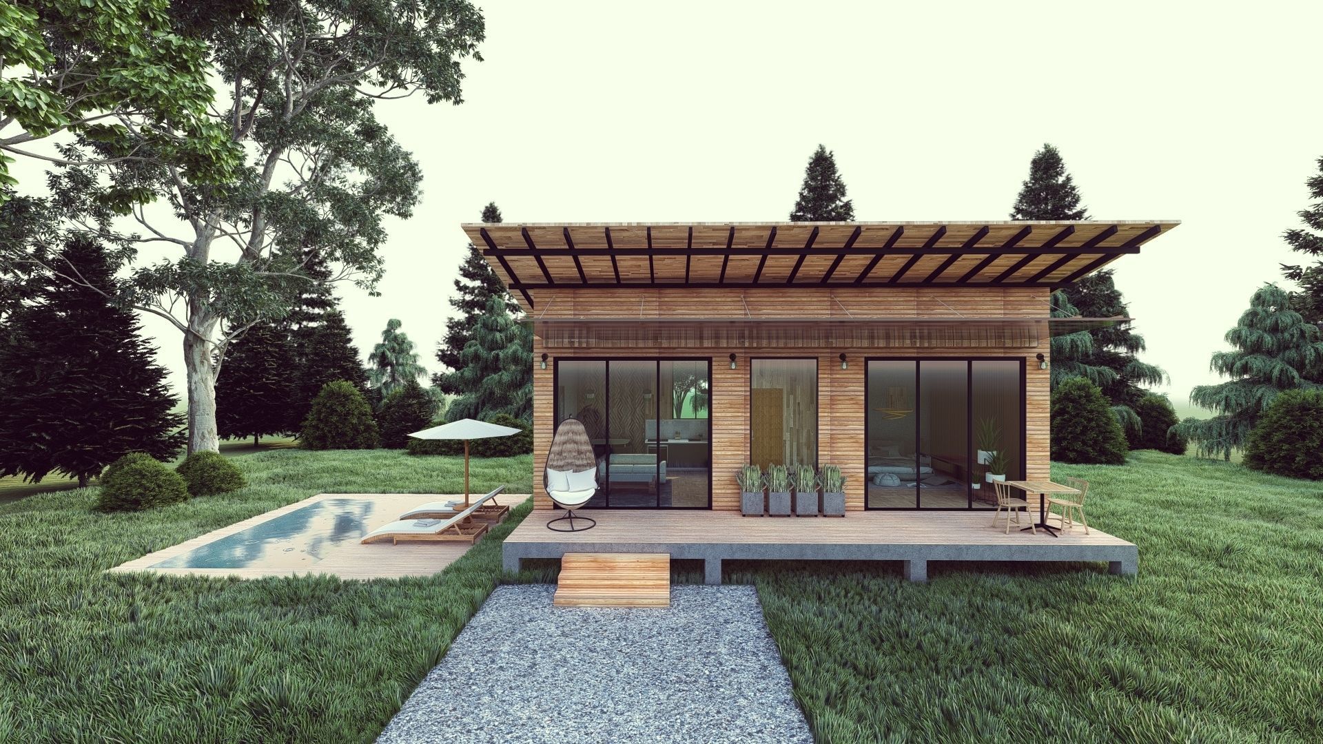 20 x 30 modern cabin House 3D model_4
