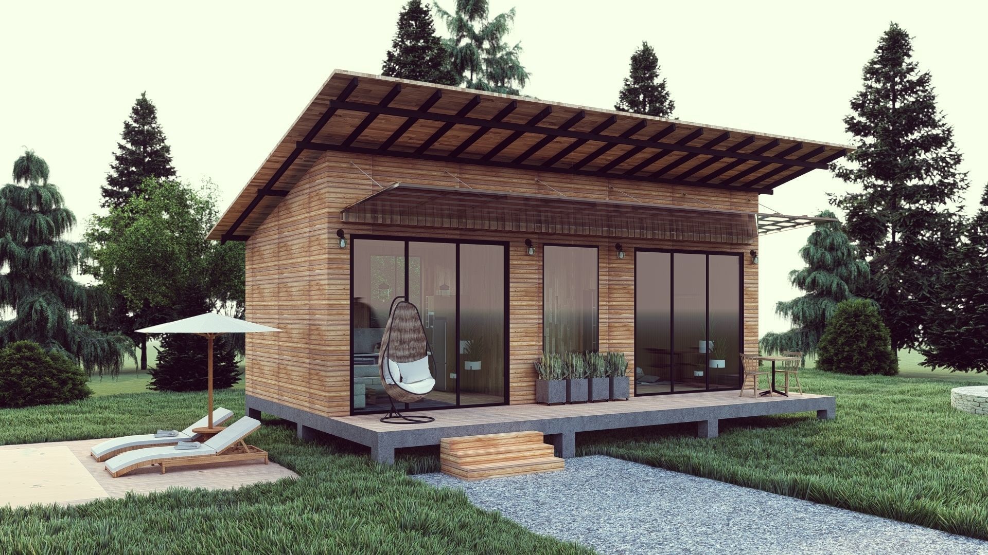 20 x 30 modern cabin House 3D model_6