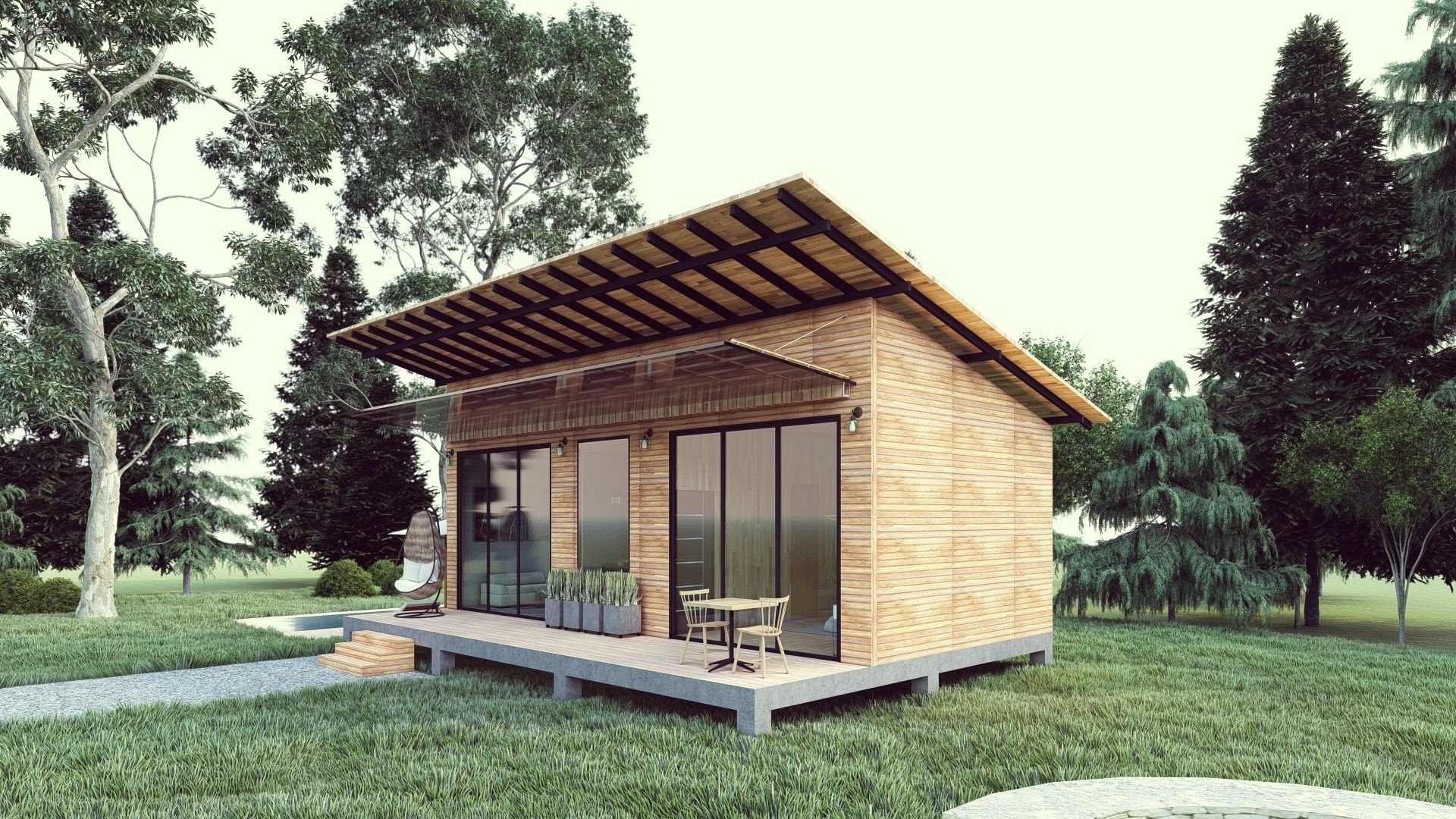 20 x 30 modern cabin House 3D model_5