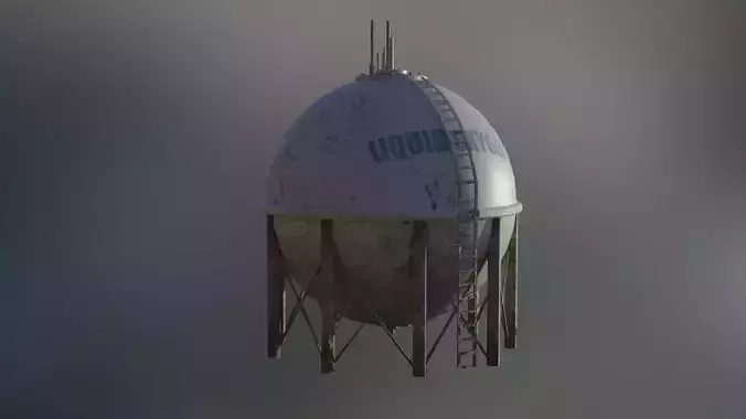 Liquid oxygen spherical storage tank 3D model