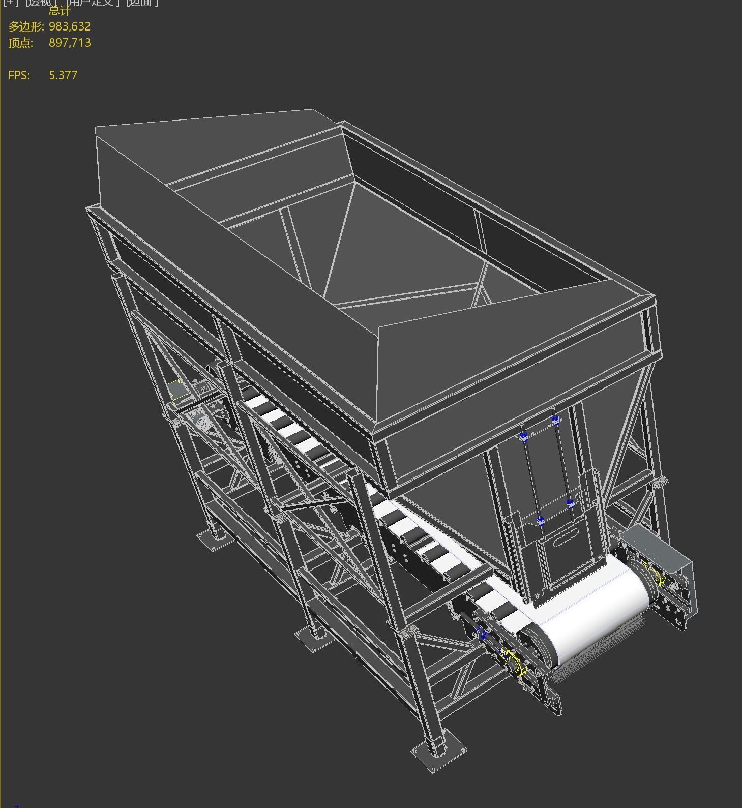 Conveyor belt with hopper 3D model_2