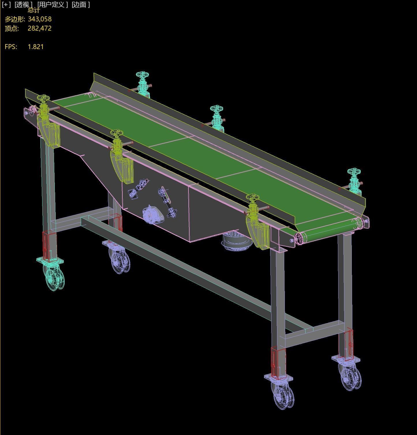 Center drive conveyor belt 3D model_1