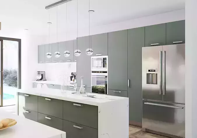 3D Kitchen with Texture and postproduction File