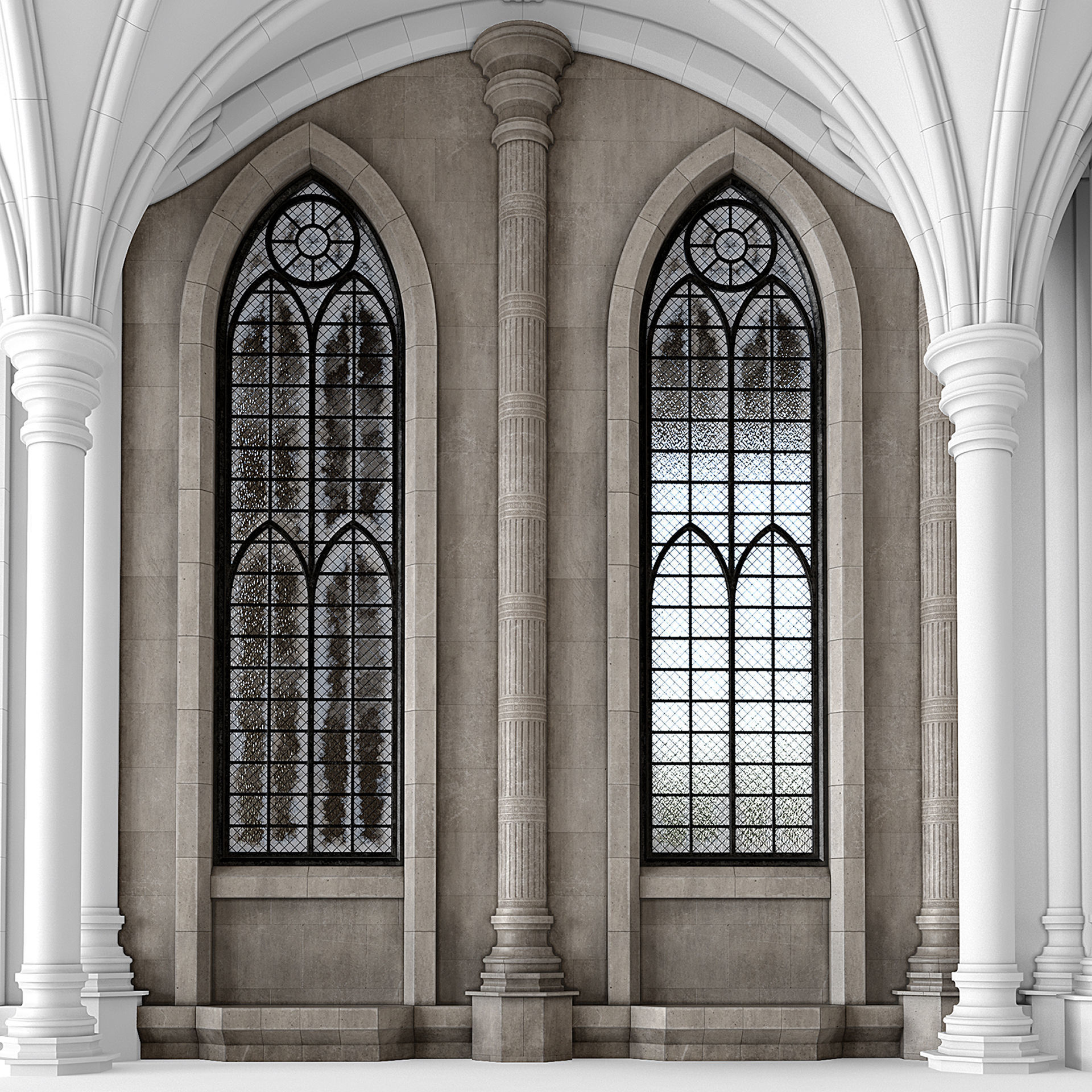 Throne Room Window Wall 3D model_6