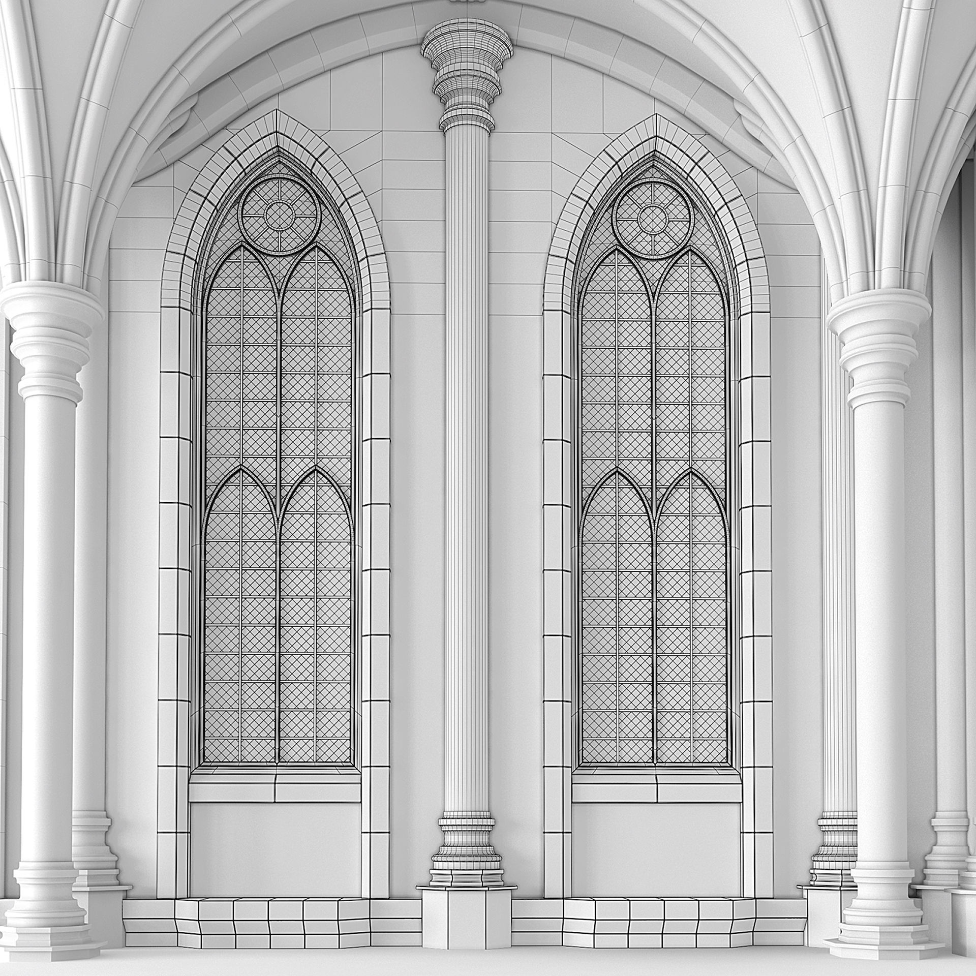 Throne Room Window Wall 3D model_7