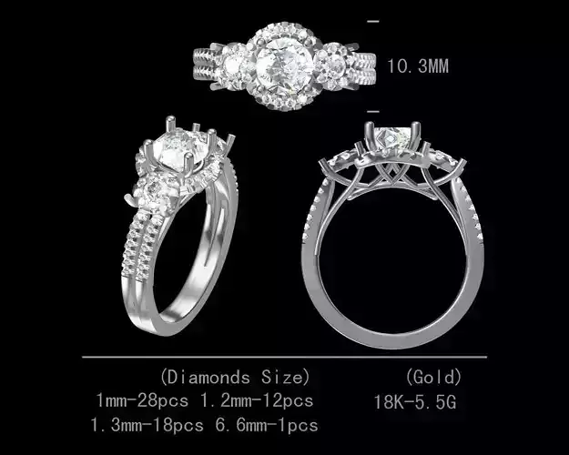engagement diamond ring for girls 3D model