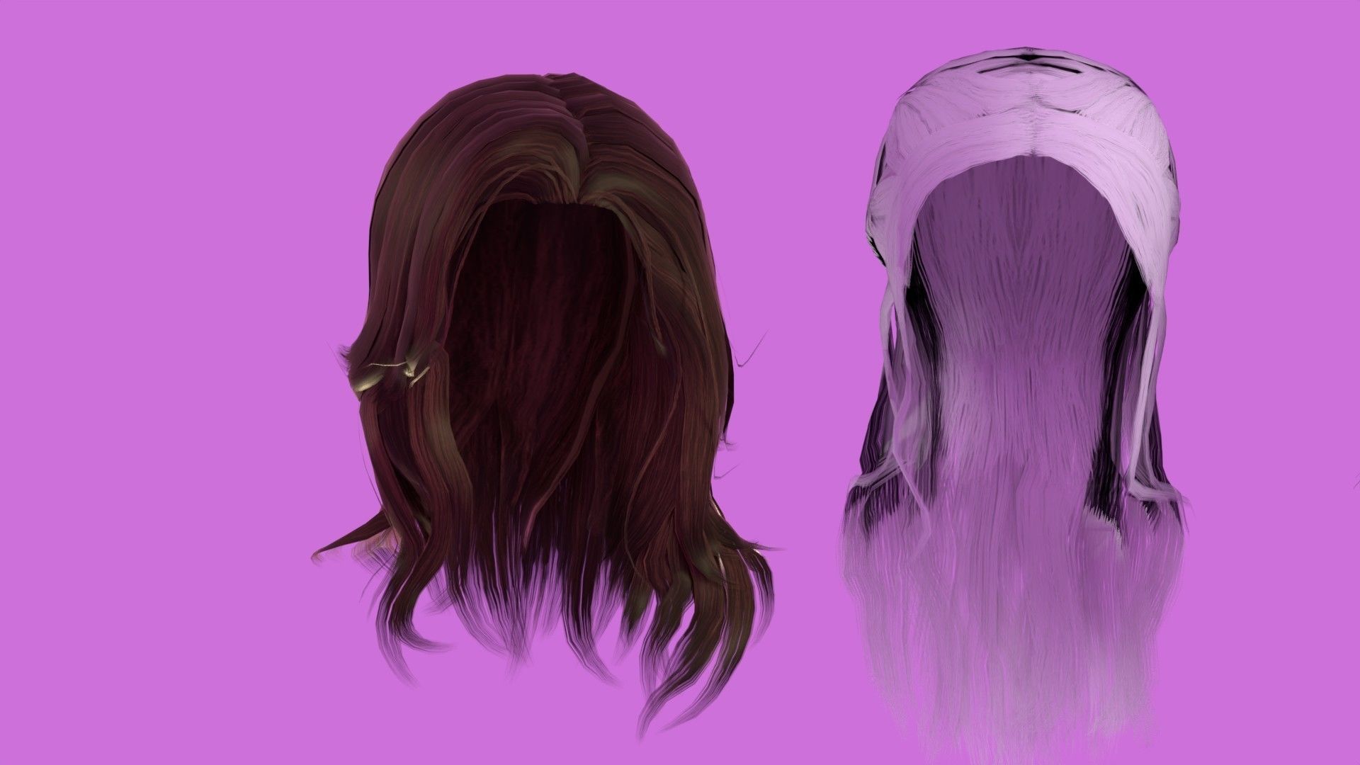 Low Poly Female Hair Pack Low-poly 3D model_2