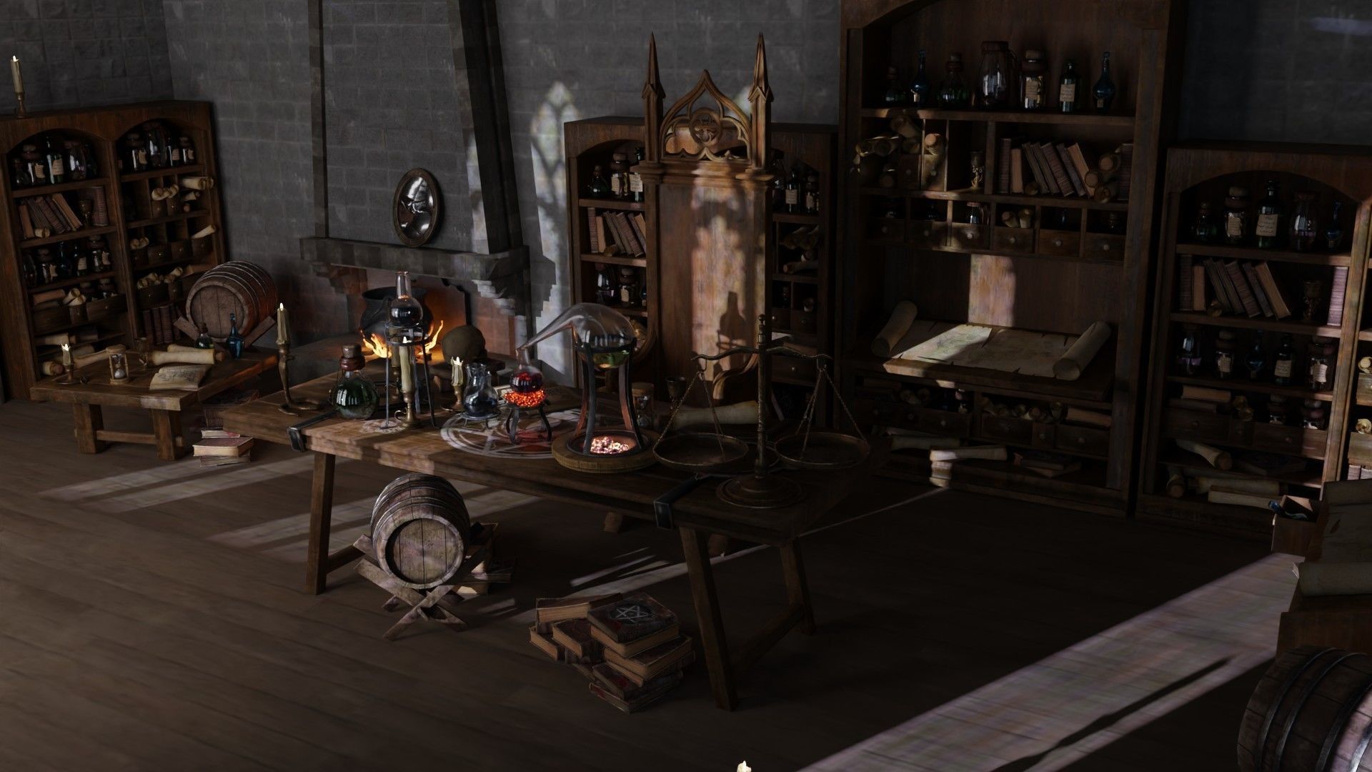 Fantasy Alchemy Lab Interior 3D model_4