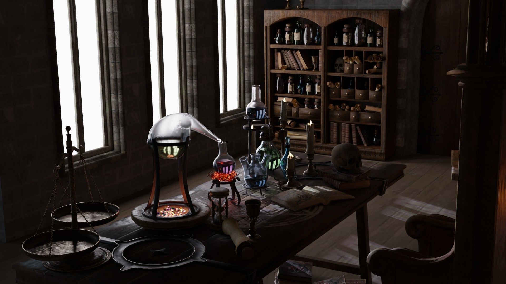 Fantasy Alchemy Lab Interior 3D model_2