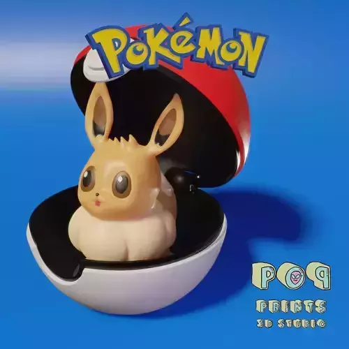 Baby Eevee inside POKEBALL Print in Place
