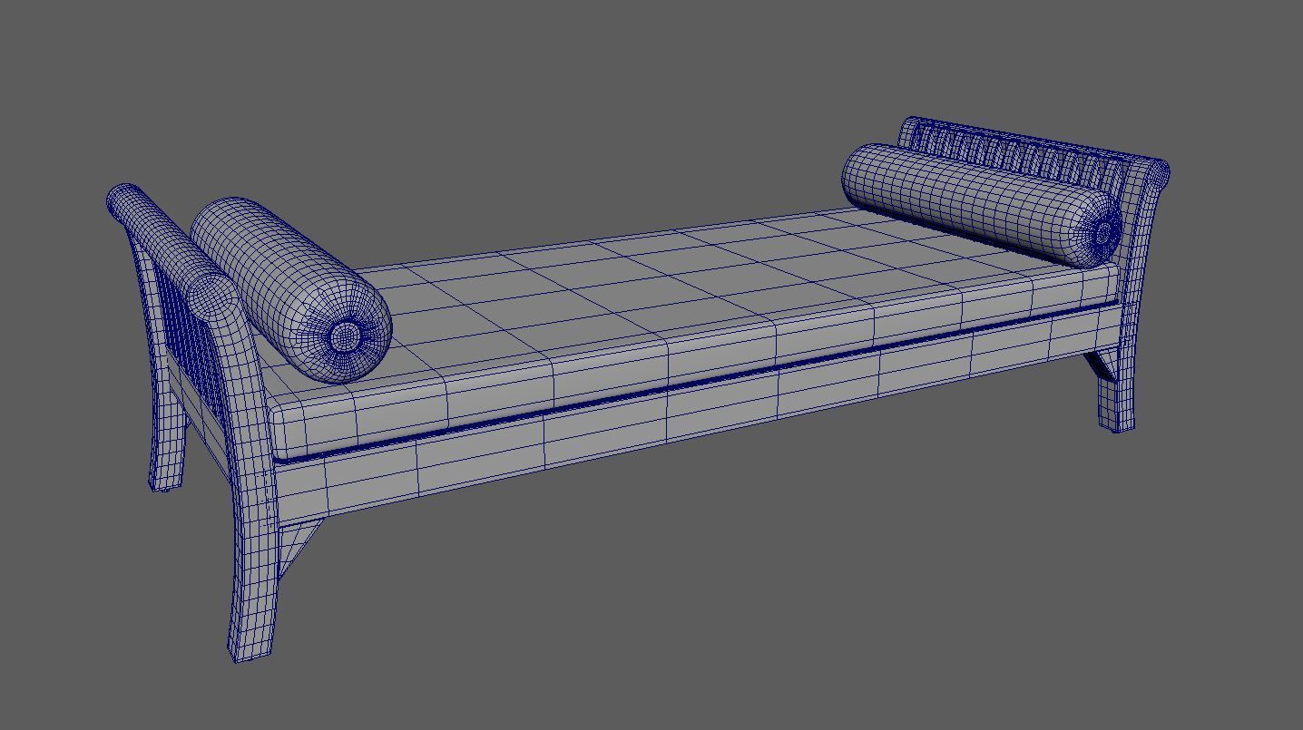 Diwan Cot 3D model_4