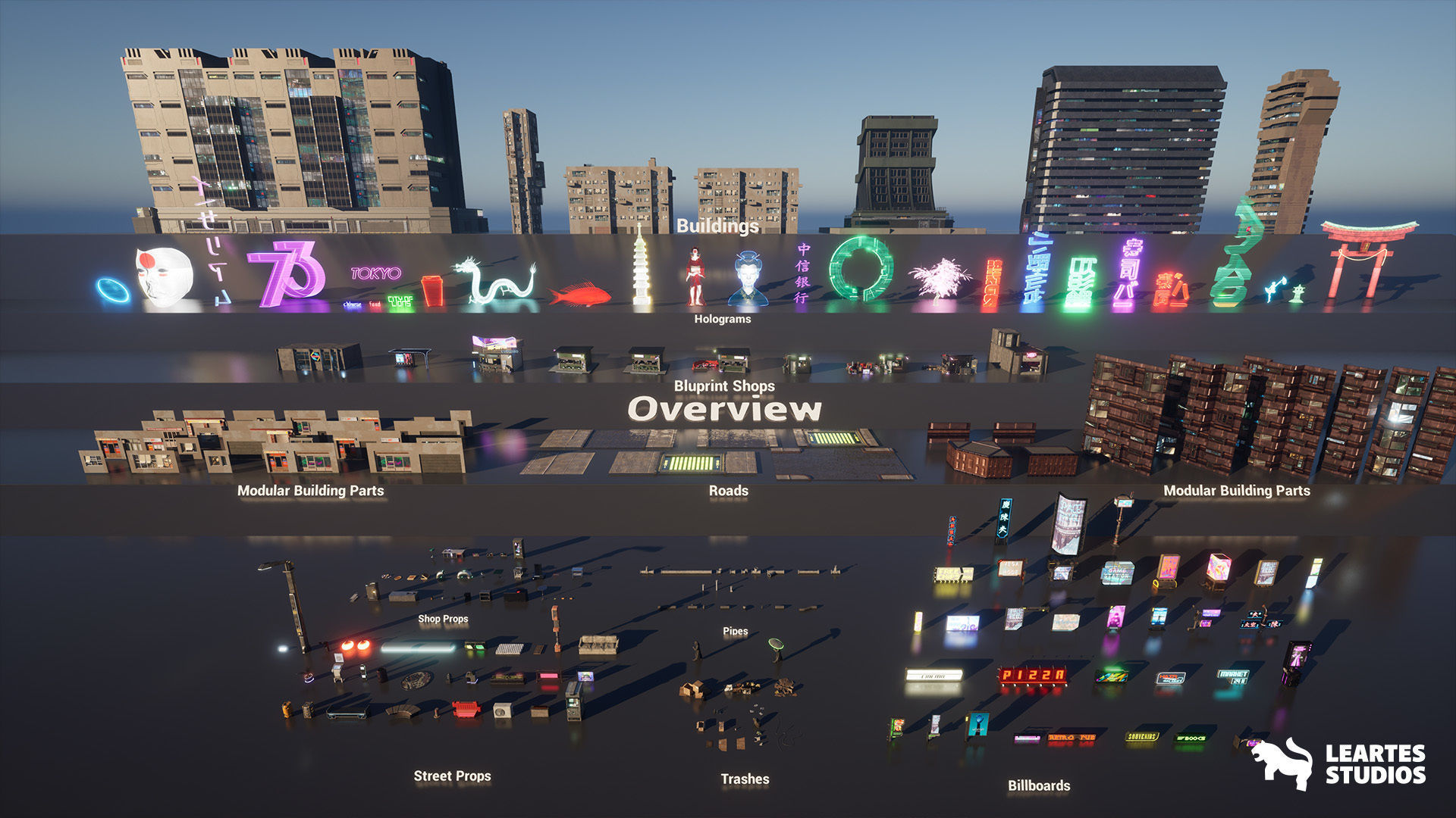 Neo Tokyo Cyberpunk Environment Low-poly 3D model_15