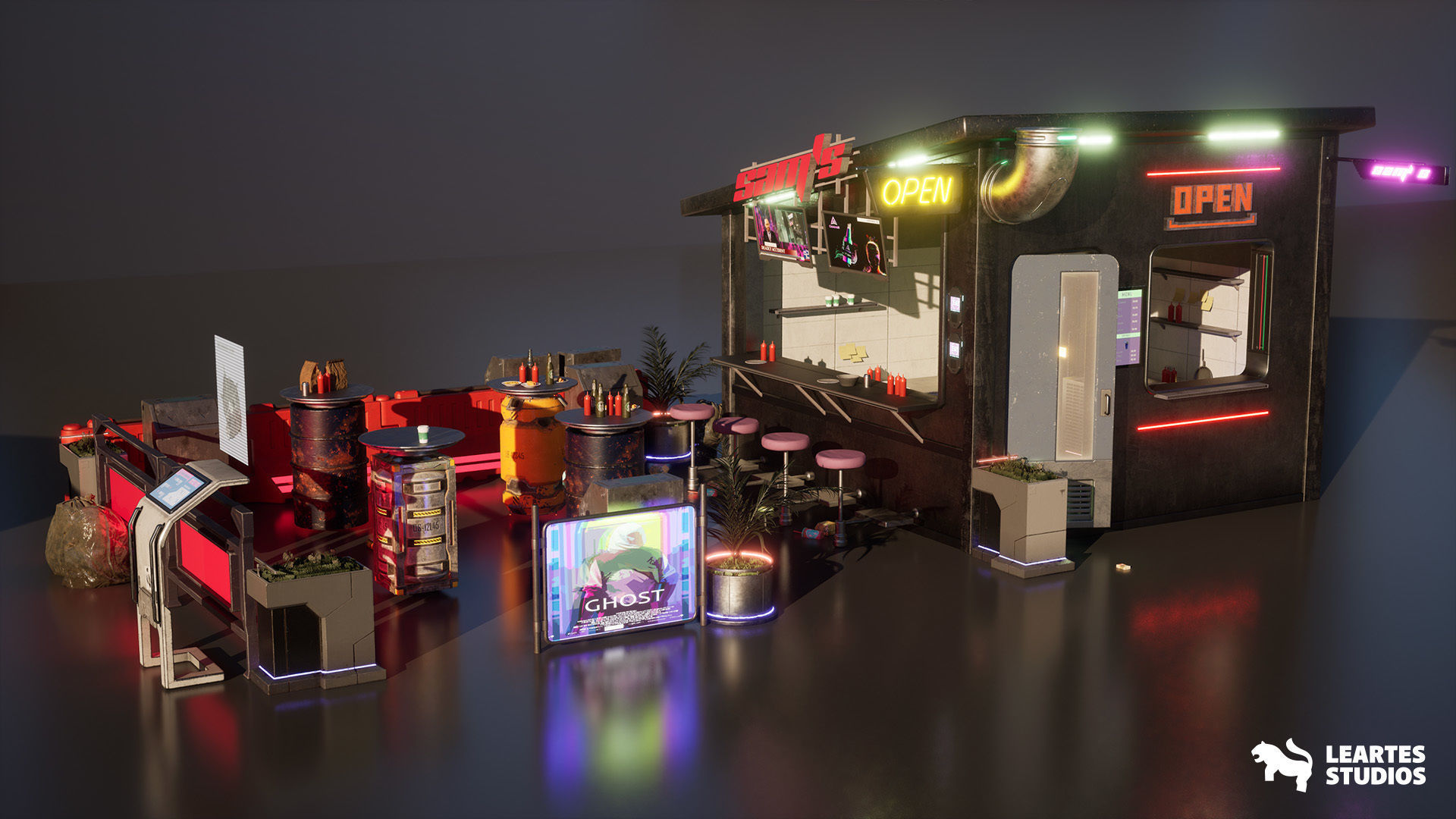 Neo Tokyo Cyberpunk Environment Low-poly 3D model_17