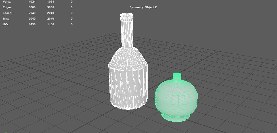 Two Old Bottles Low-poly 3D model_5