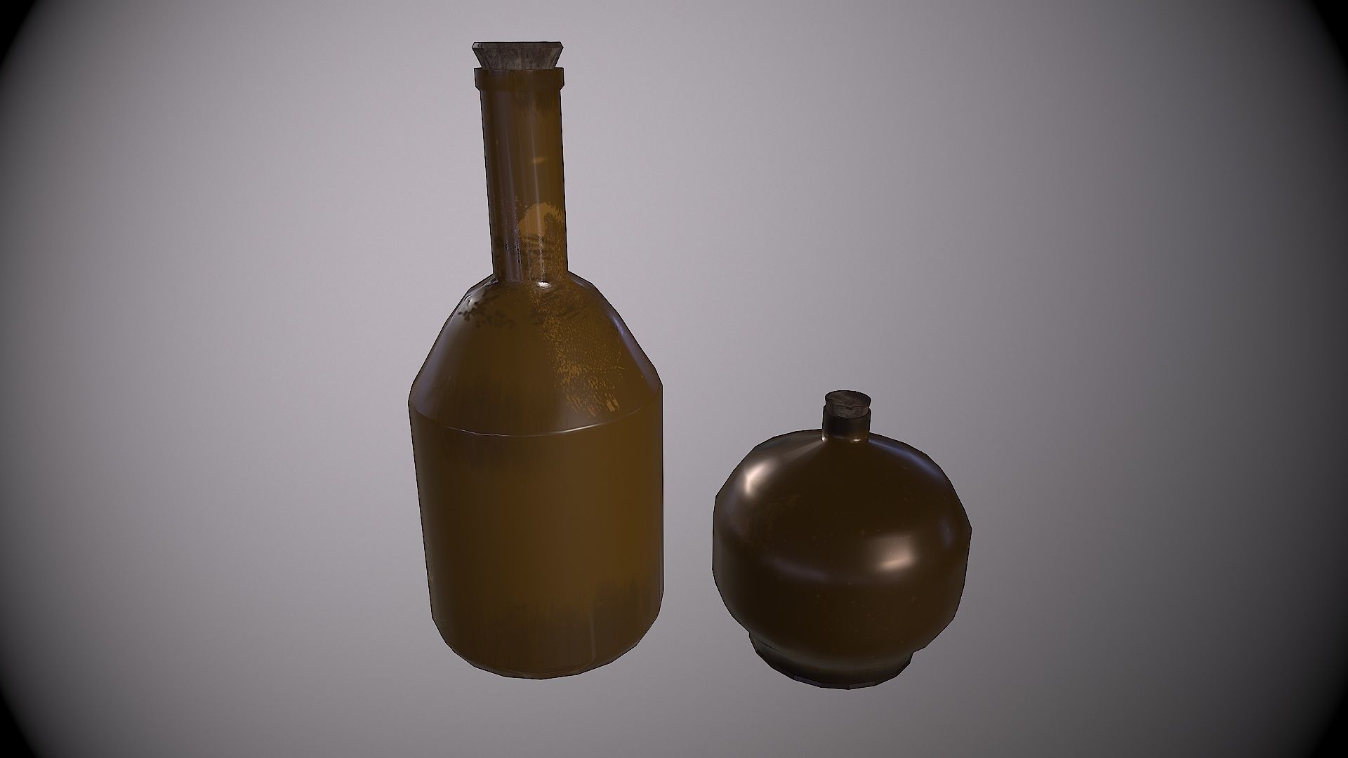 Two Old Bottles Low-poly 3D model_2