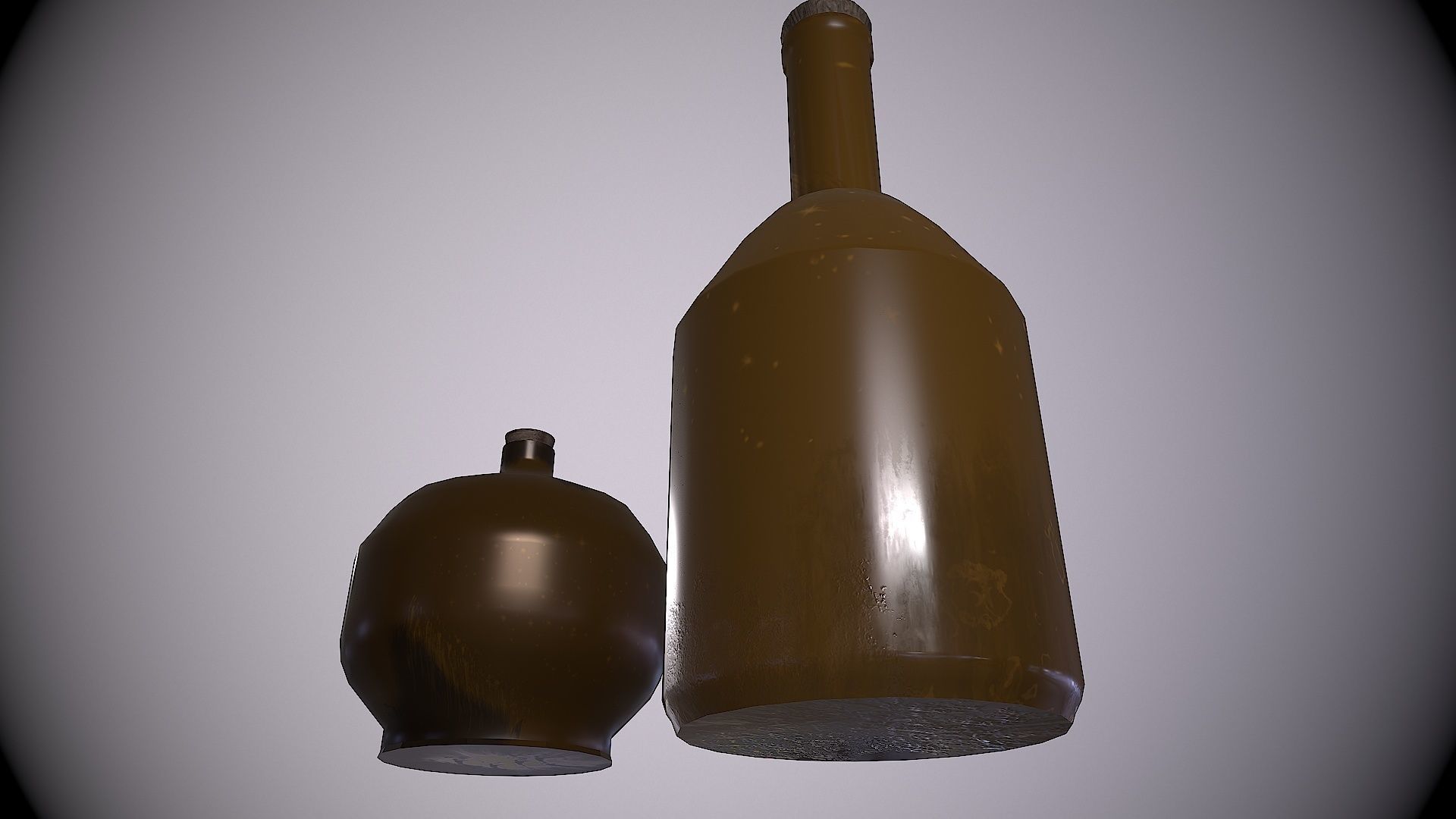 Two Old Bottles Low-poly 3D model_3