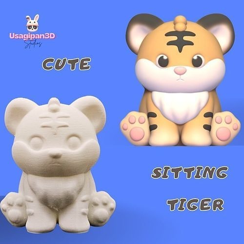 Cute Sitting Tiger 3D print model