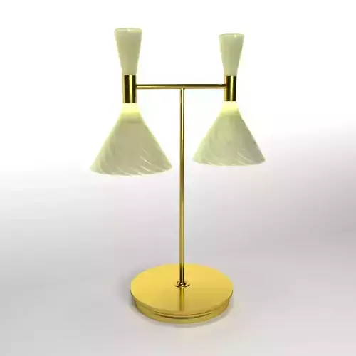 LED table lamp with handmade textured glass conical shades