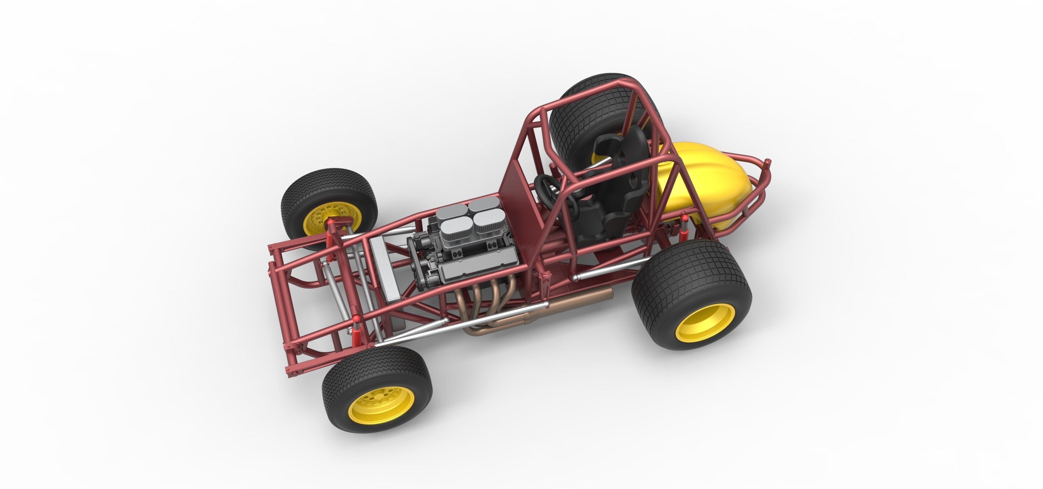 Vintage Sprint car Base Scale 1 to 25 3D print model_4