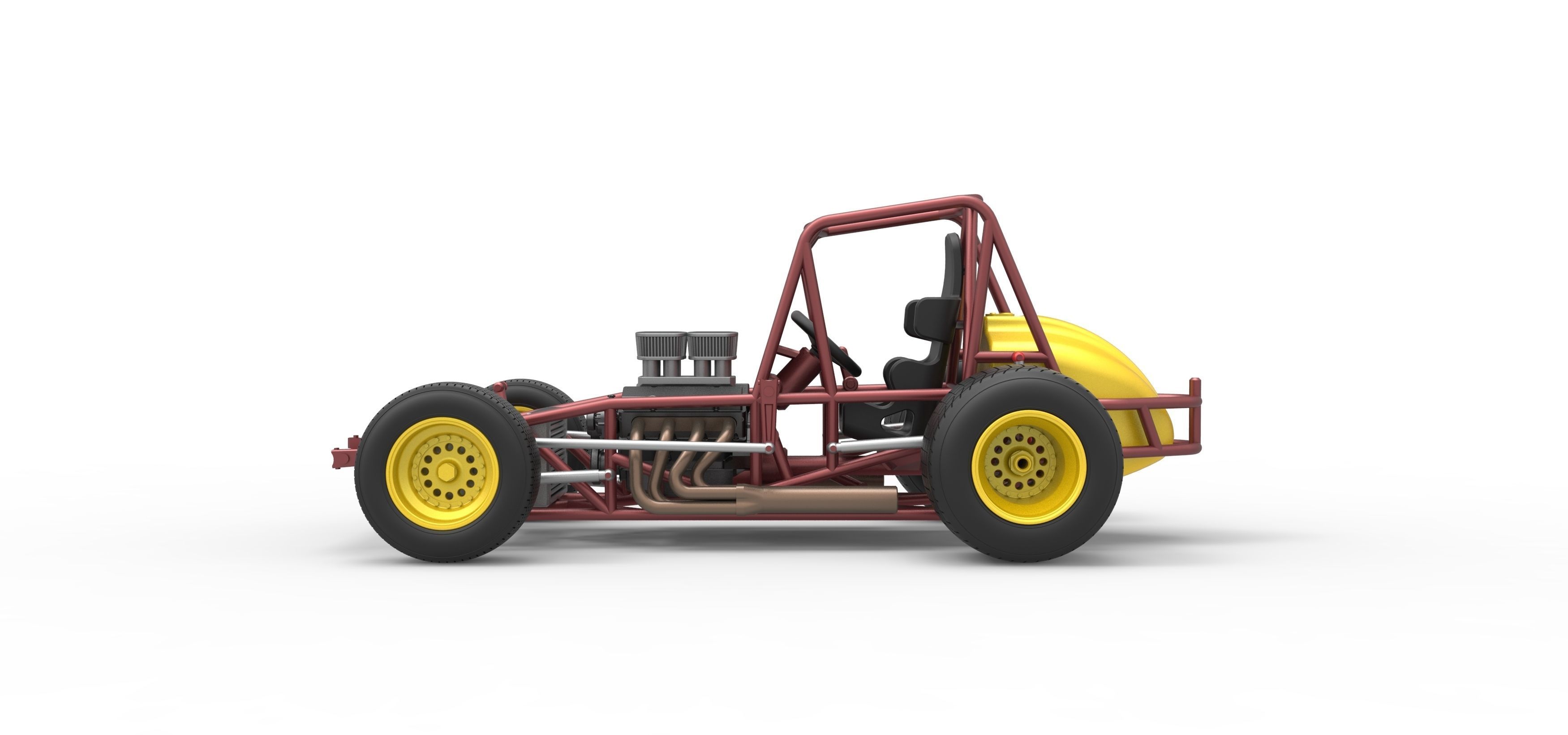 Vintage Sprint car Base Scale 1 to 25 3D print model_9