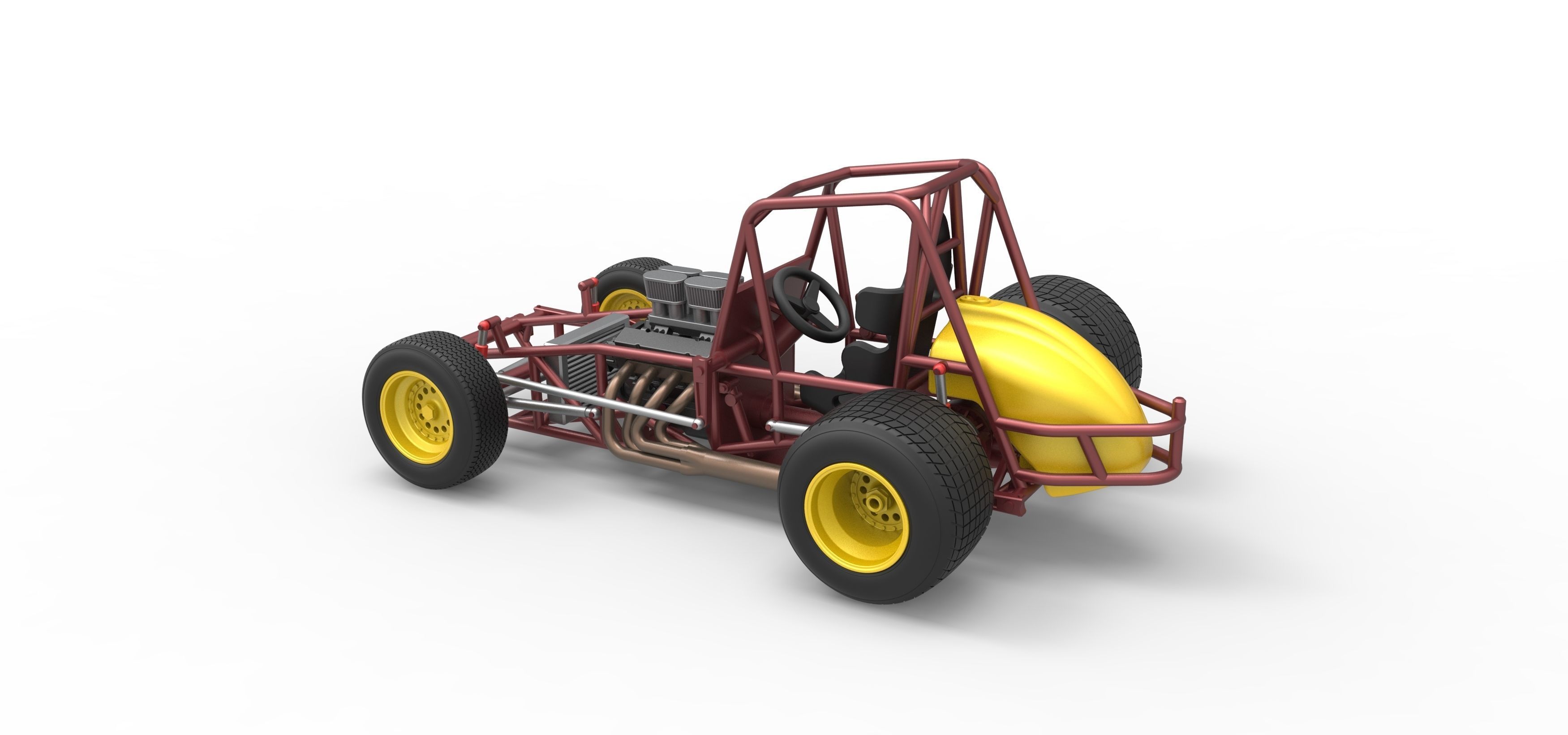 Vintage Sprint car Base Scale 1 to 25 3D print model_12