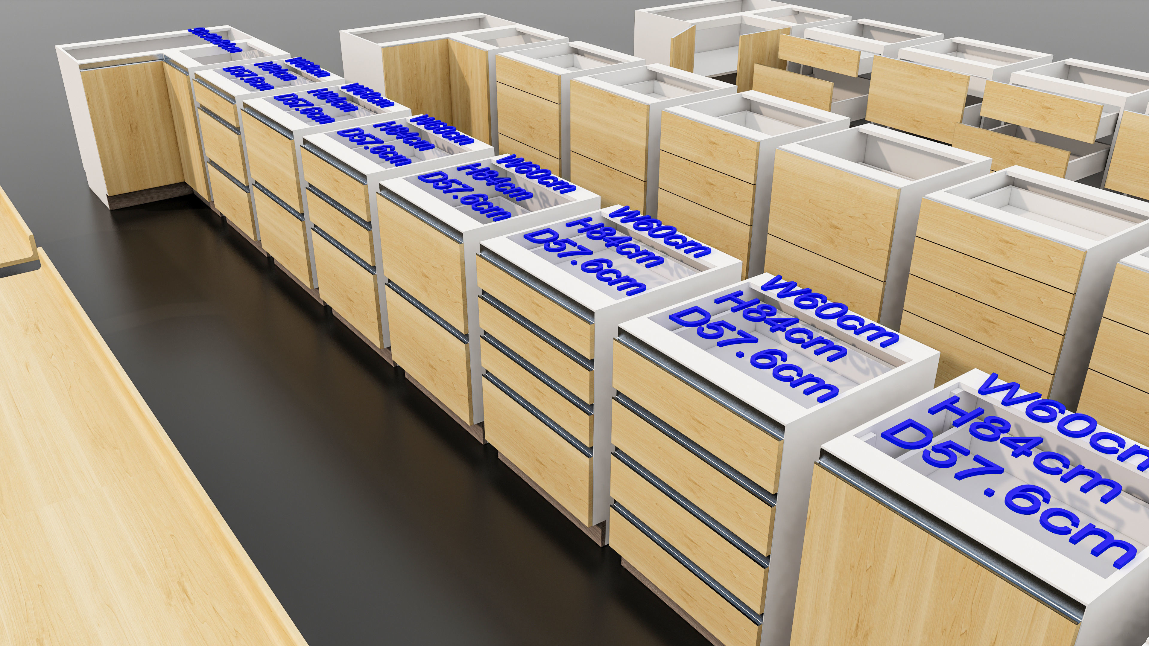 Kitchens and closets library of dynamic blocks Kitchen cabinet Low-poly 3D model_21