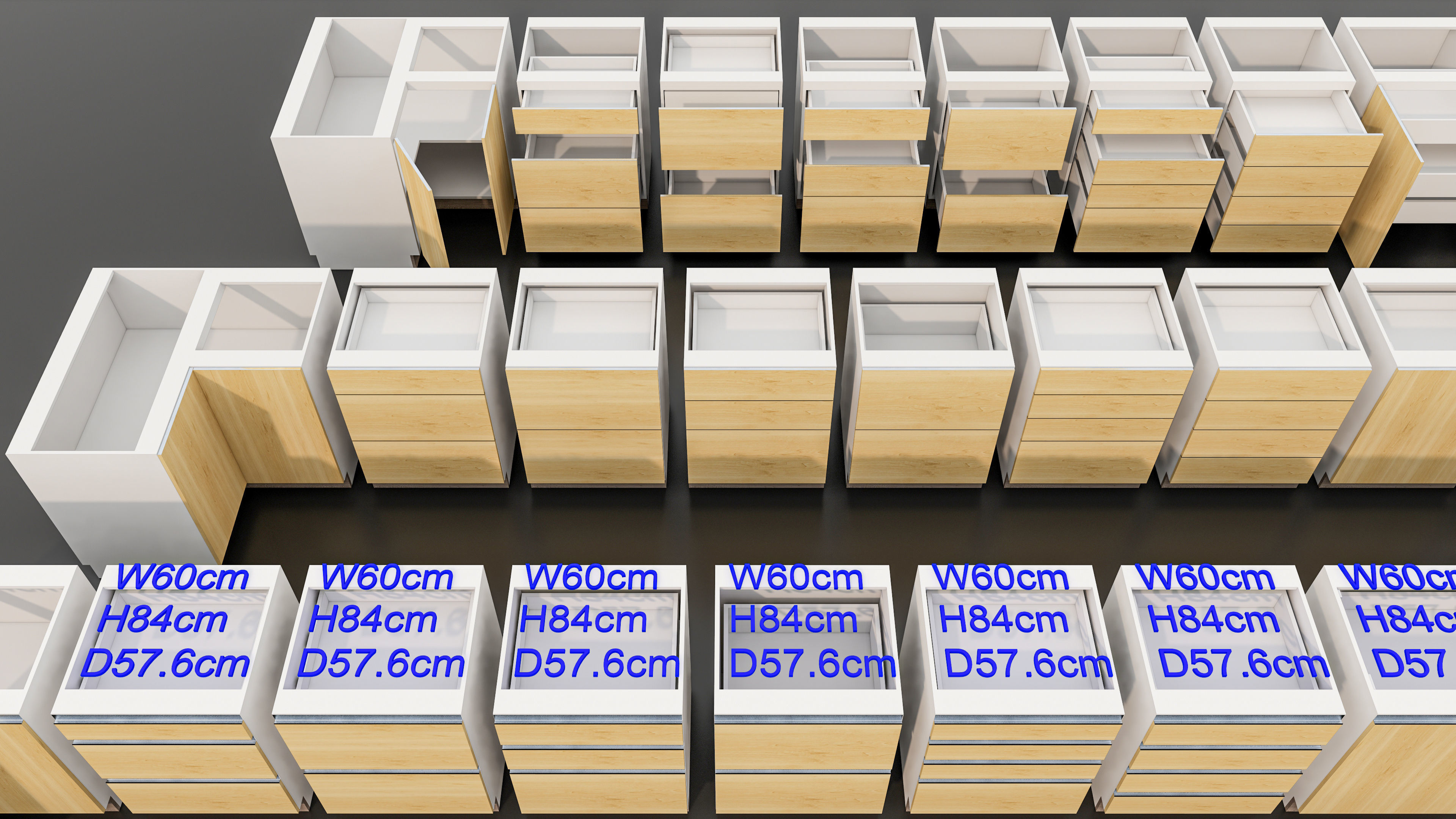 Kitchens and closets library of dynamic blocks Kitchen cabinet Low-poly 3D model_7