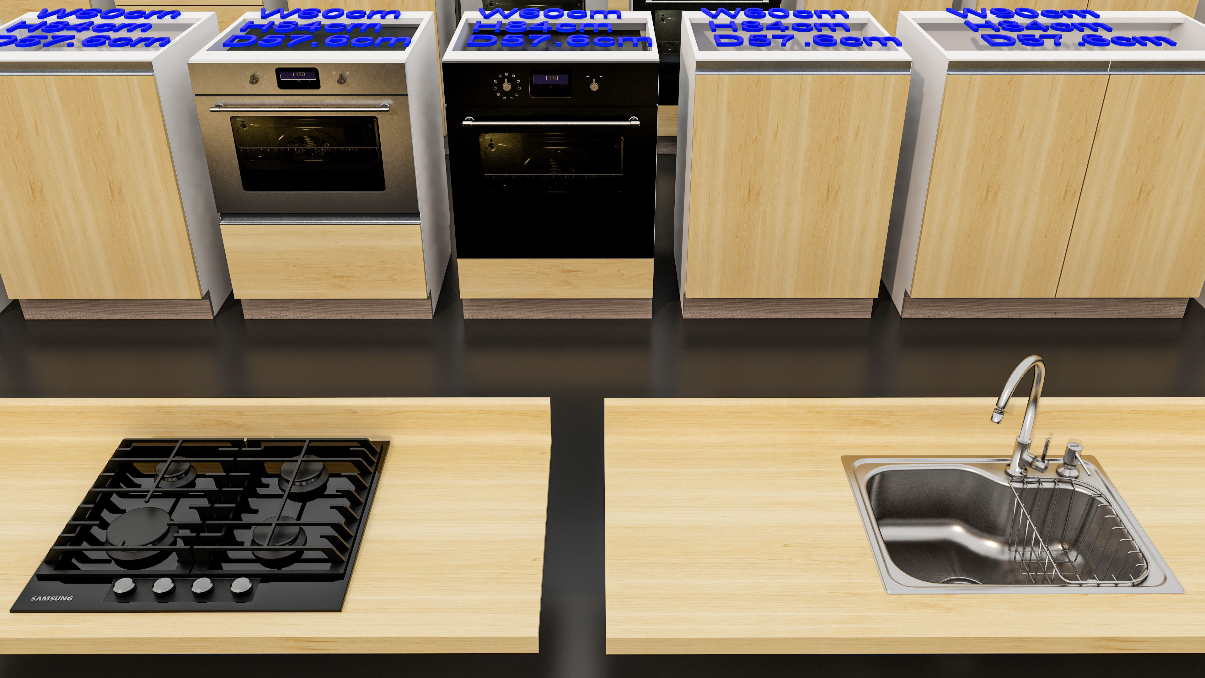 Kitchens and closets library of dynamic blocks Kitchen cabinet Low-poly 3D model_22