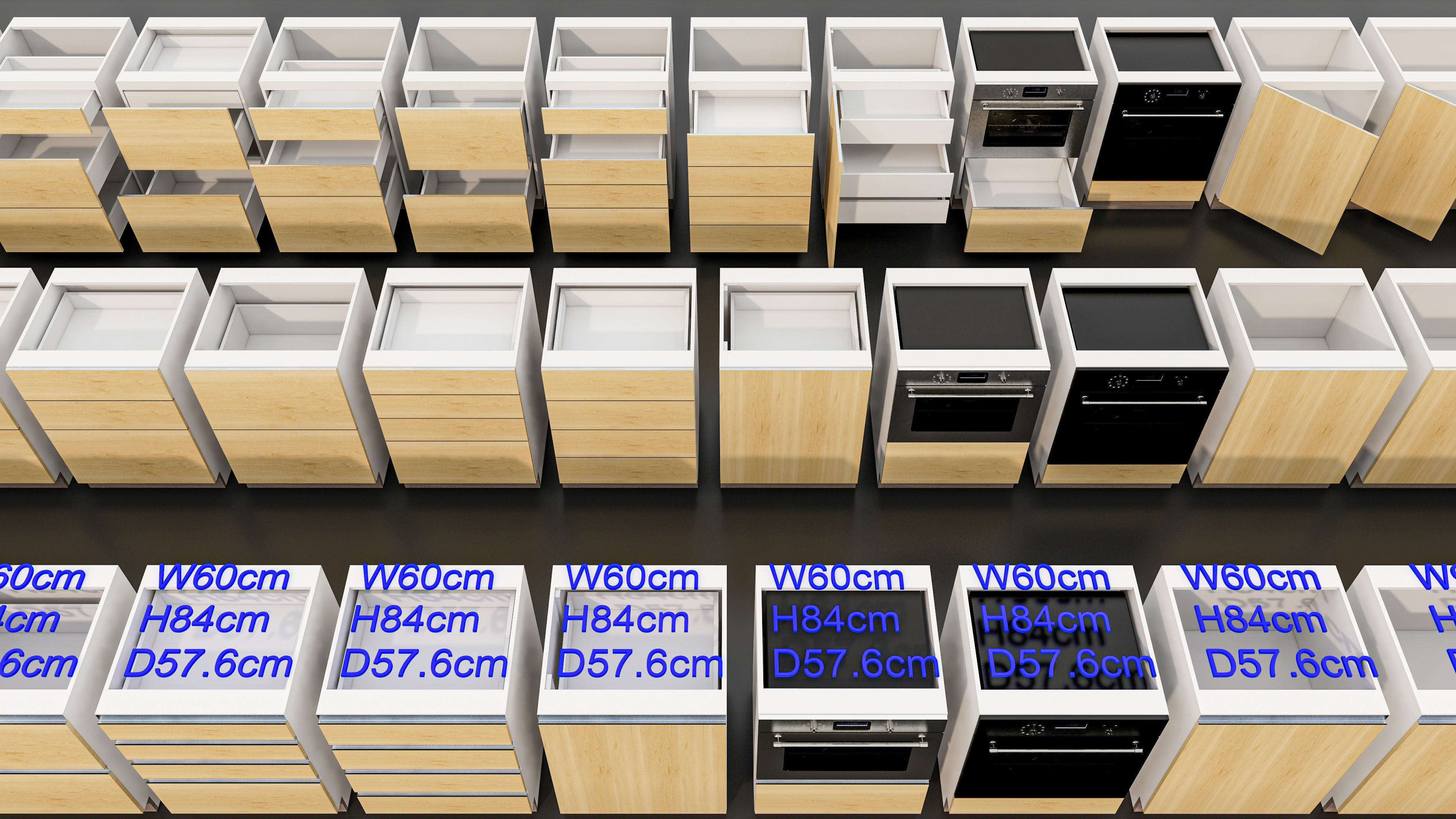 Kitchens and closets library of dynamic blocks Kitchen cabinet Low-poly 3D model_9