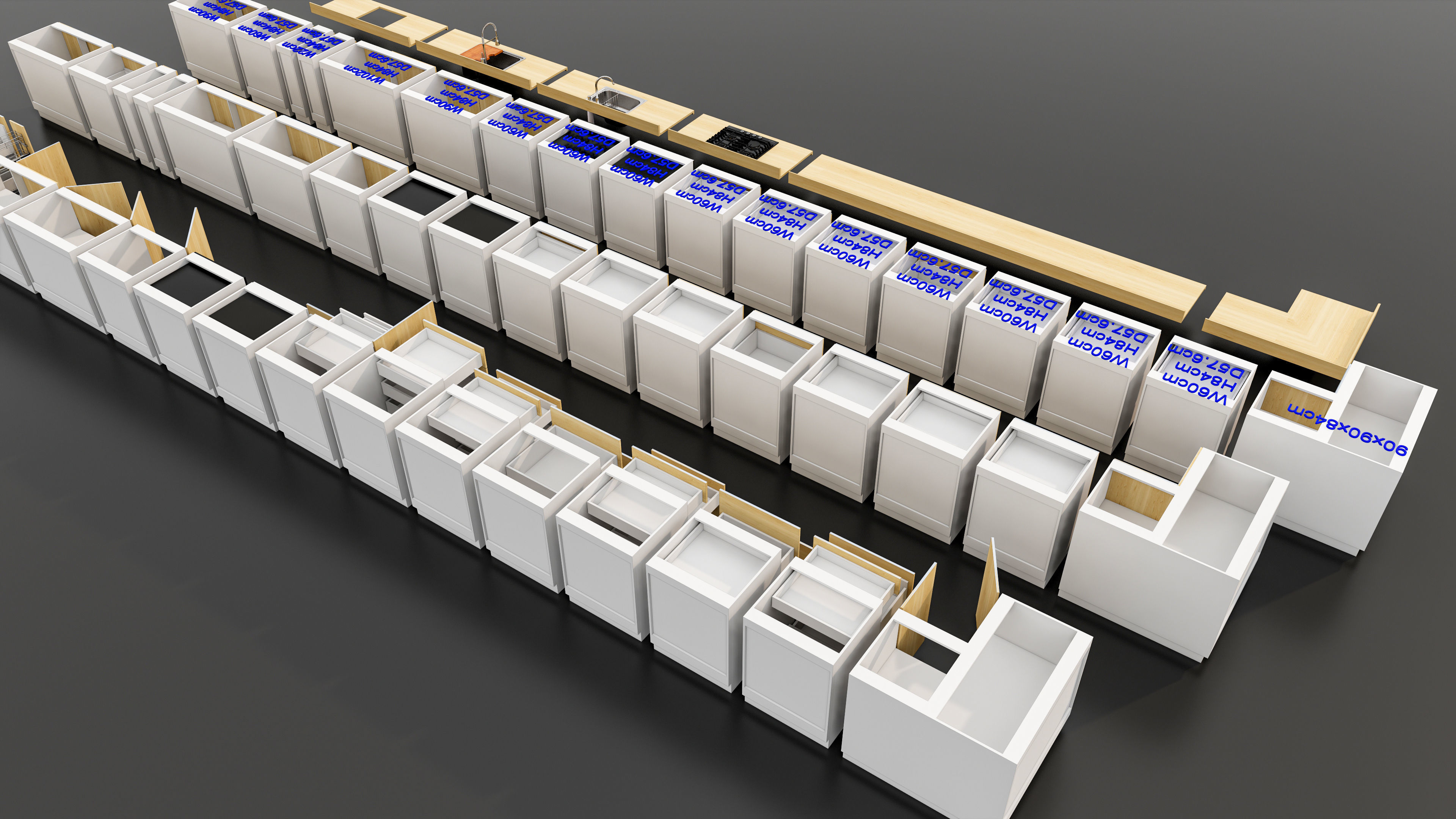 Kitchens and closets library of dynamic blocks Kitchen cabinet Low-poly 3D model_12