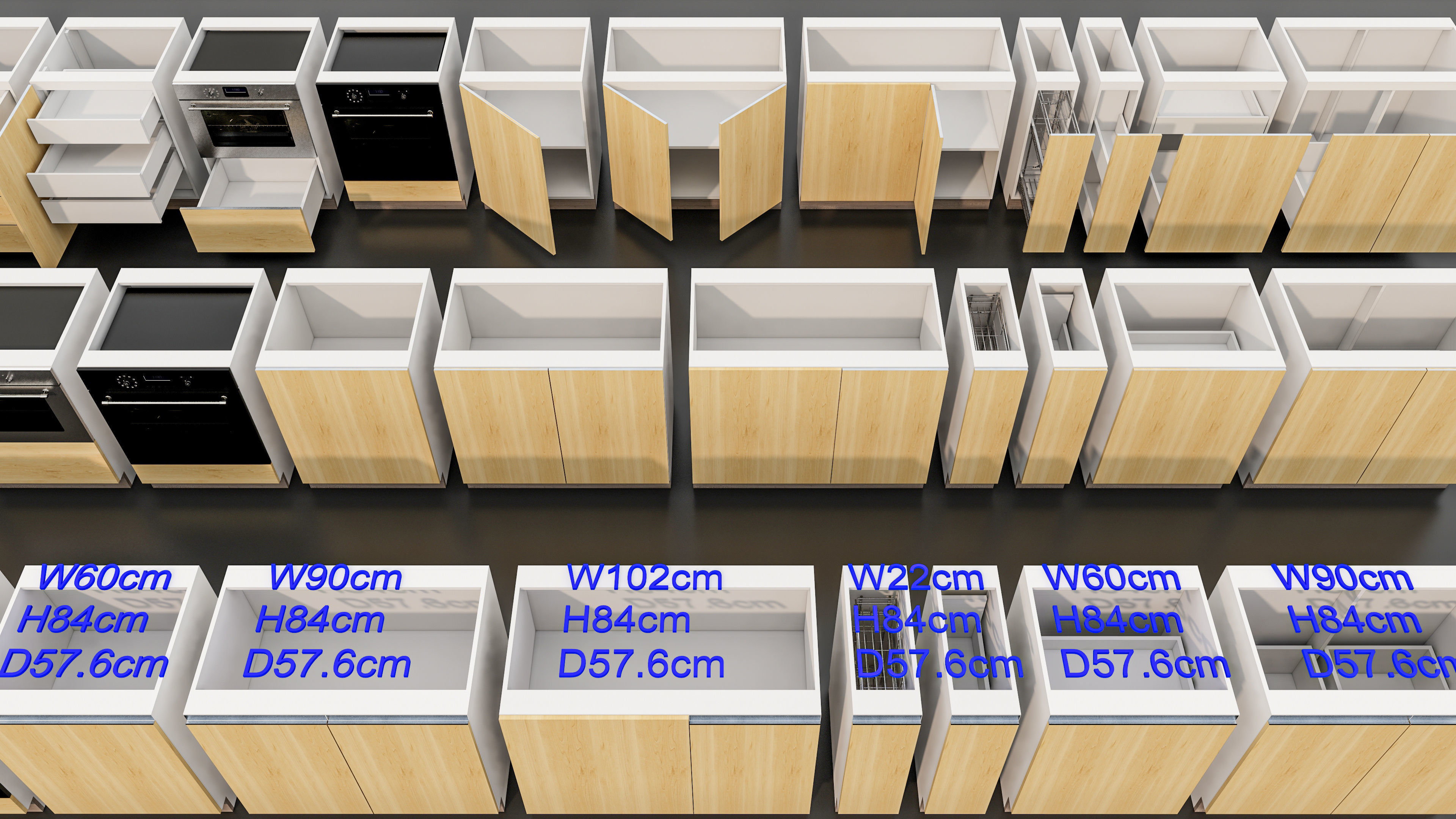 Kitchens and closets library of dynamic blocks Kitchen cabinet Low-poly 3D model_8