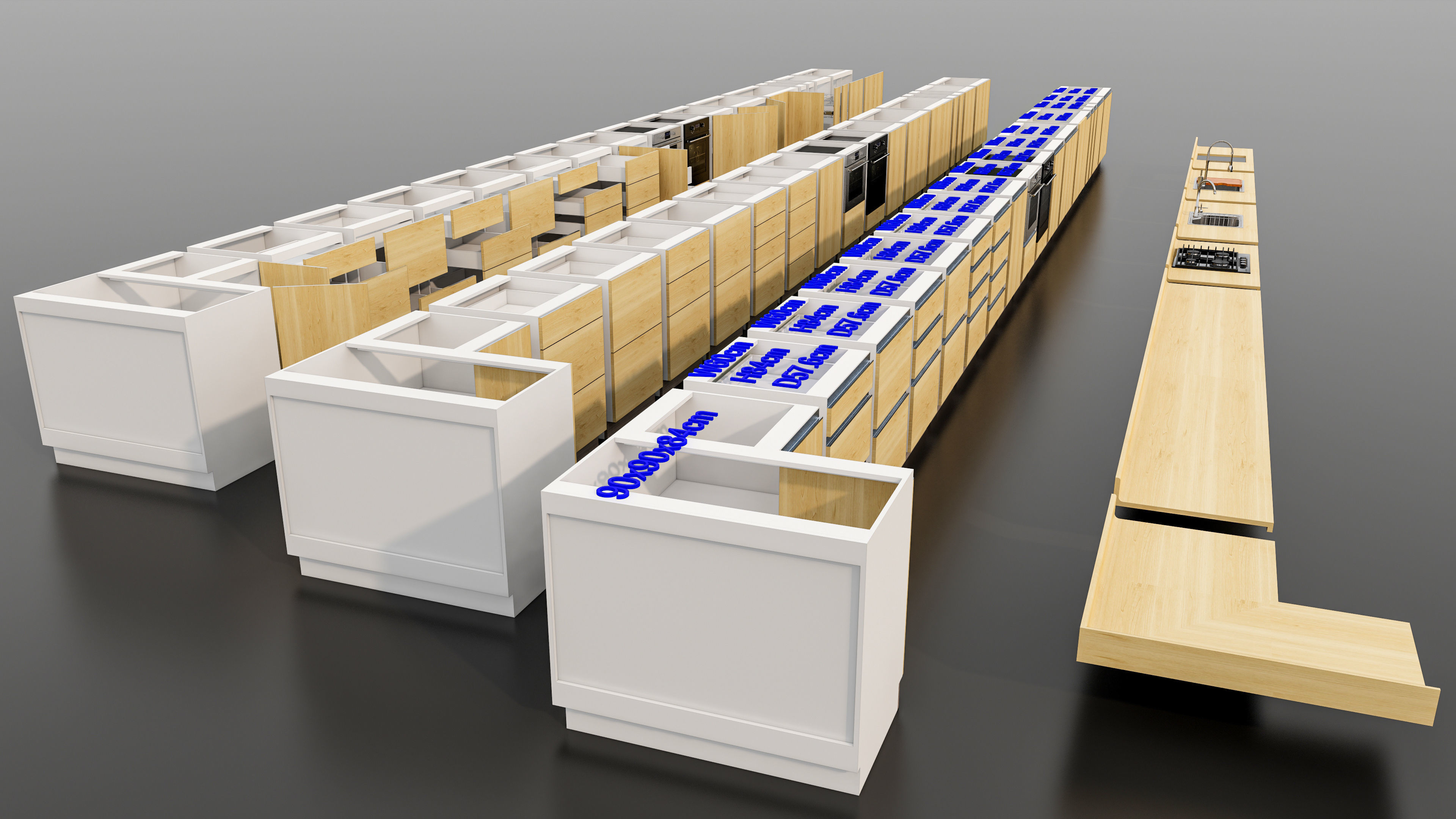 Kitchens and closets library of dynamic blocks Kitchen cabinet Low-poly 3D model_11