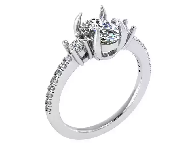 3 Stone Oval Basket Setting Ring 2500