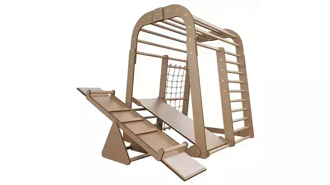 Indoor Wooden Playground for Children  Seesaw  Slide Board