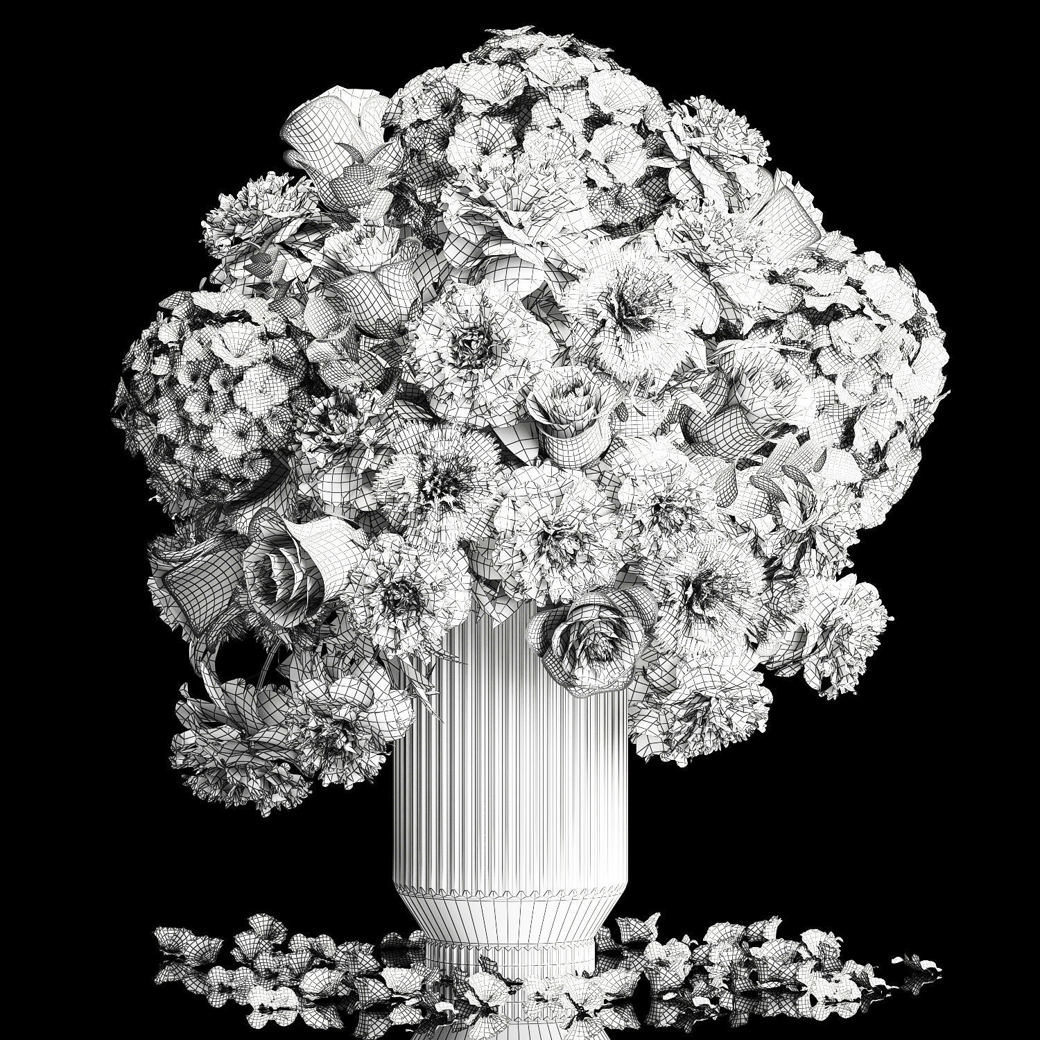 Solemn bouquet of red flowers vase hydrangea peony 330 3D model_14