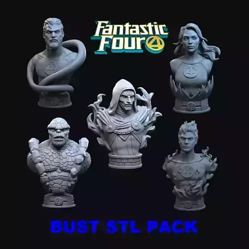 STL FANTASTIC FOUR BUST COLLECTION 3D PRINT 3D print model
