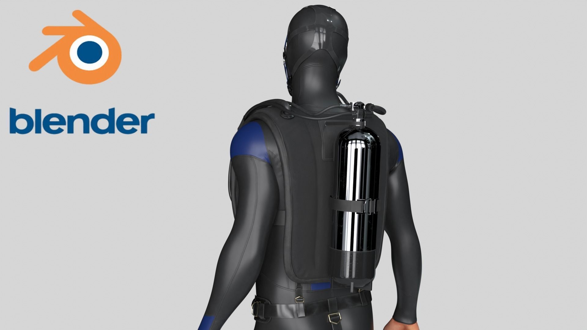 Sea Diver Low-poly 3D model_4
