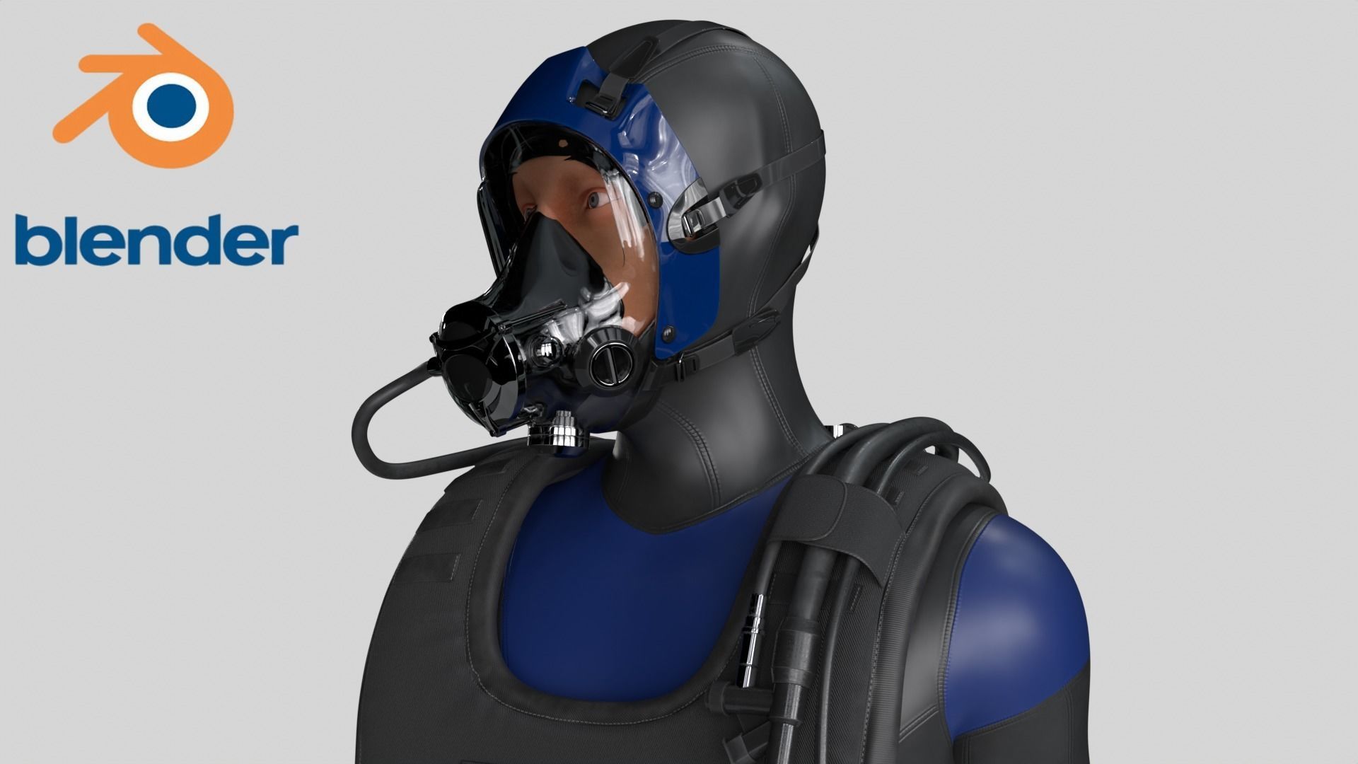 Sea Diver Low-poly 3D model_12