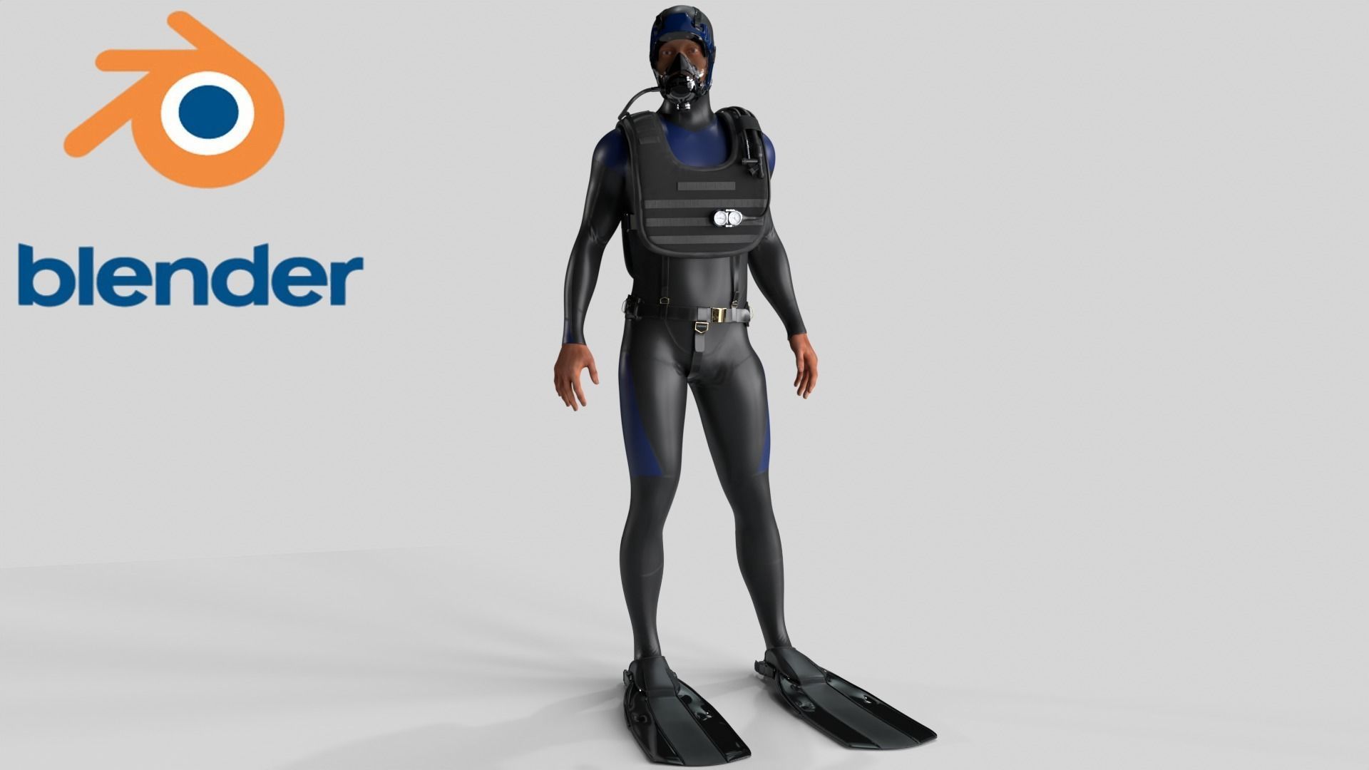 Sea Diver Low-poly 3D model_11