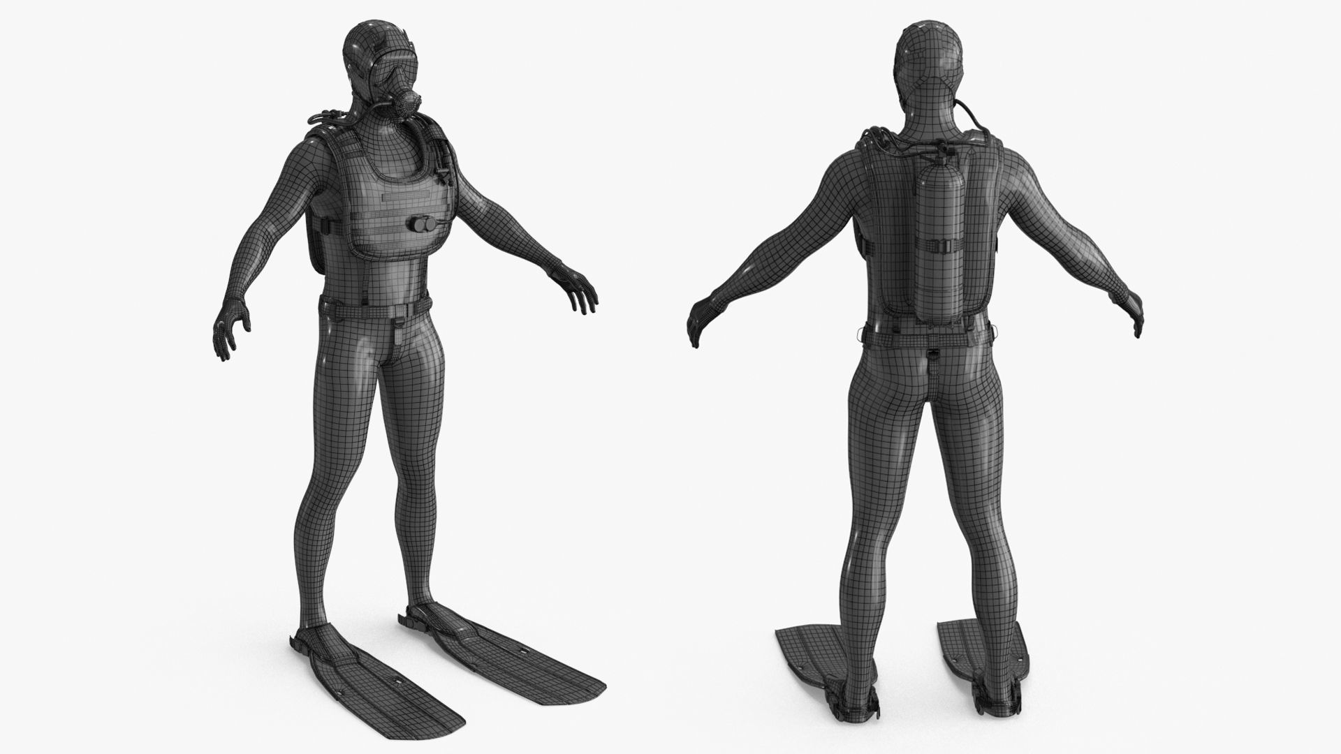 Sea Diver Low-poly 3D model_22