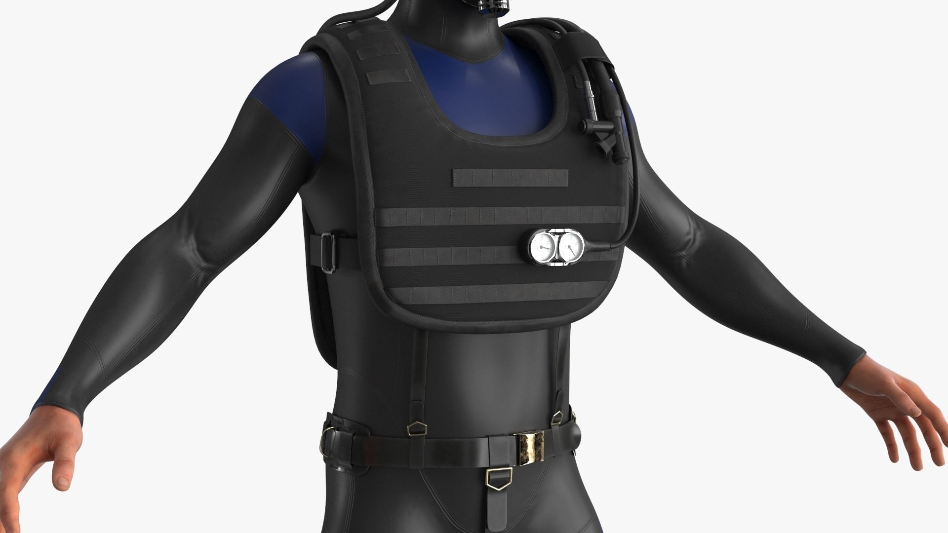 Sea Diver Low-poly 3D model_7