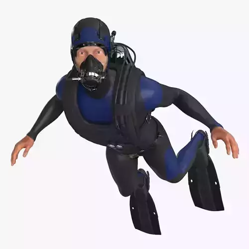 Sea Diver Low-poly 3D model