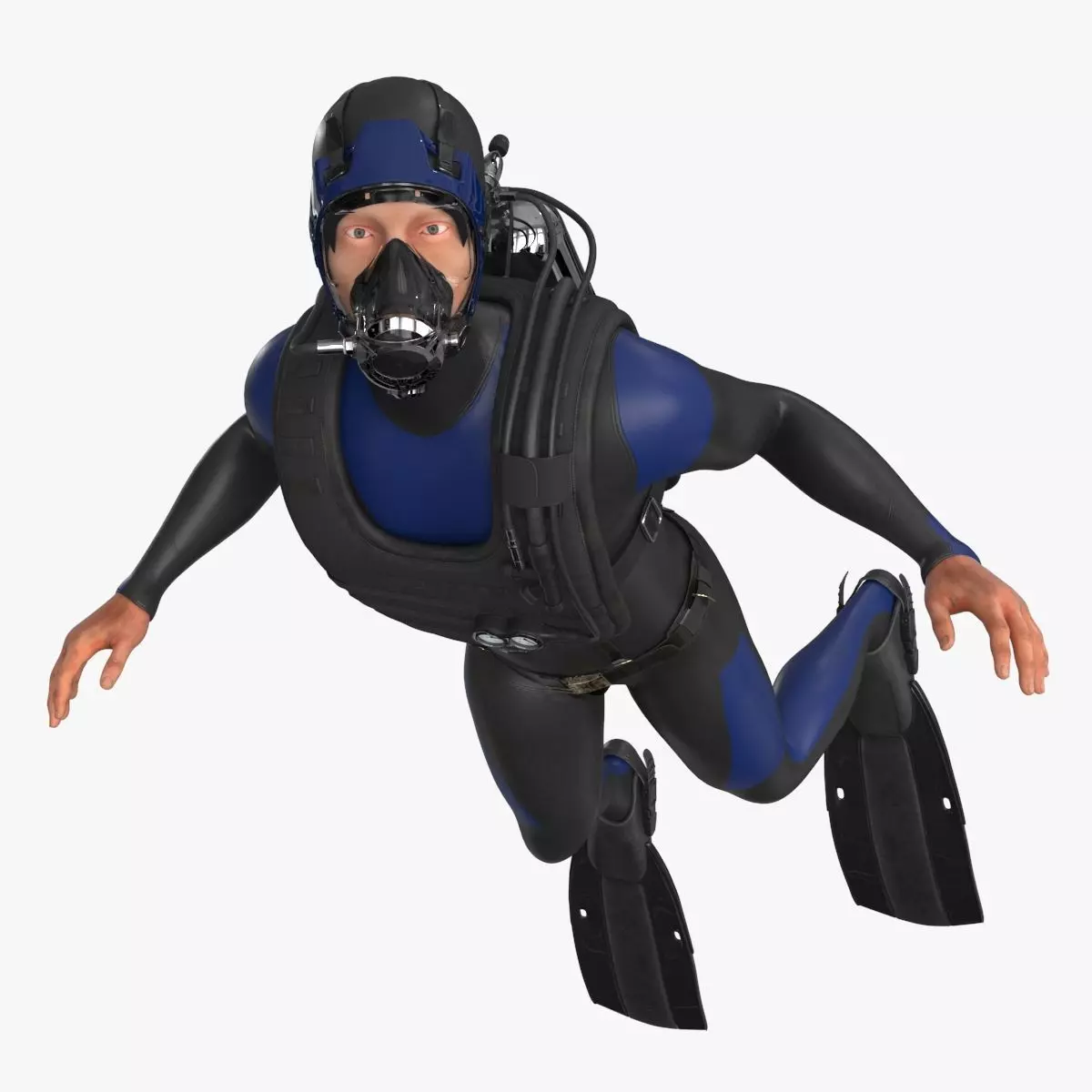Sea Diver Low-poly 3D model_0