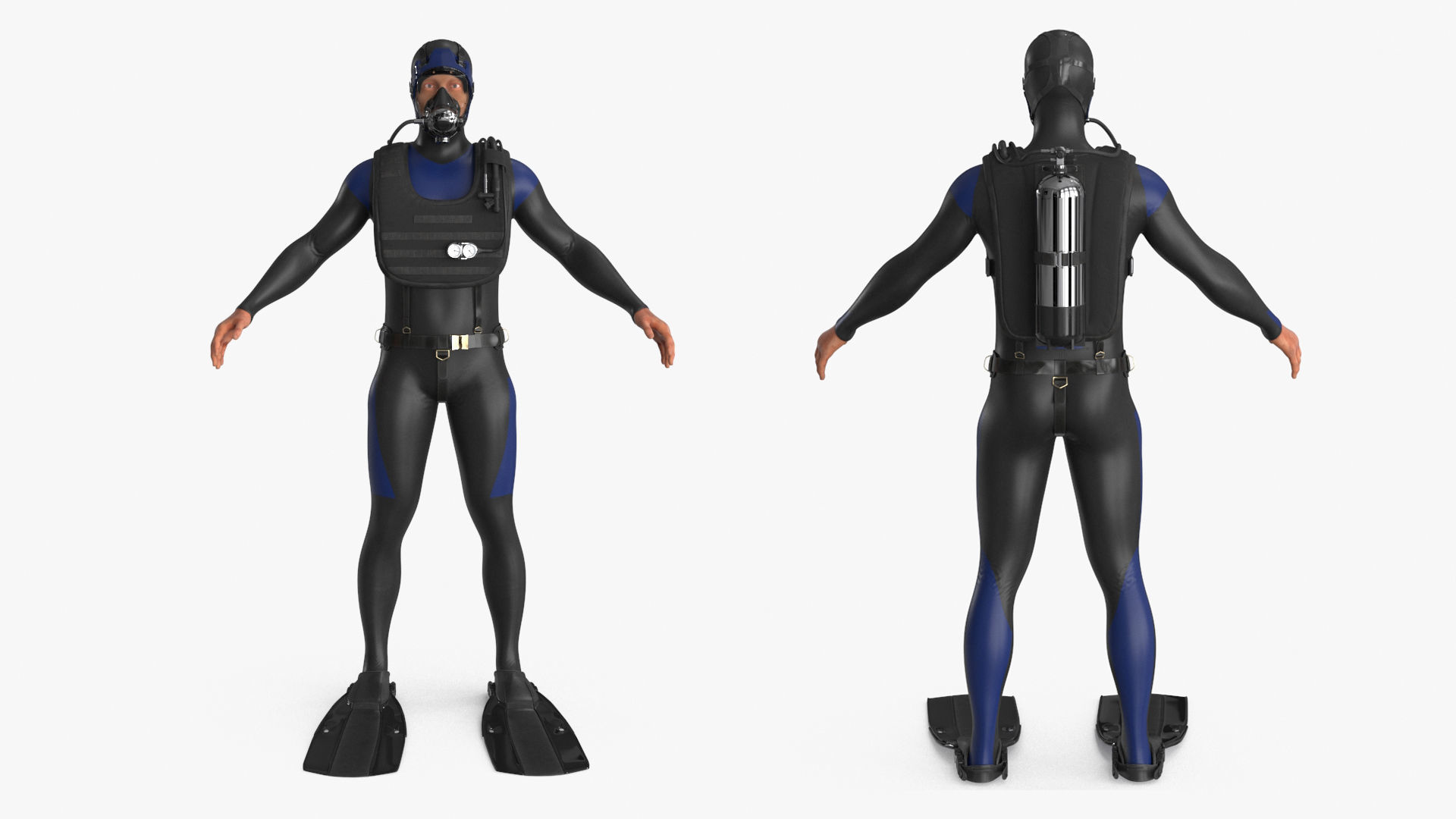 Sea Diver Low-poly 3D model_2