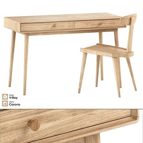 La Redoute Interieurs Miji 2 Drawer Desk 3D model