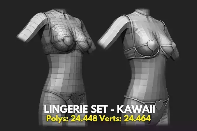 Underwear Set for 3D Avatars - The Sims - Second Life - VR Chat Low-poly 3D model