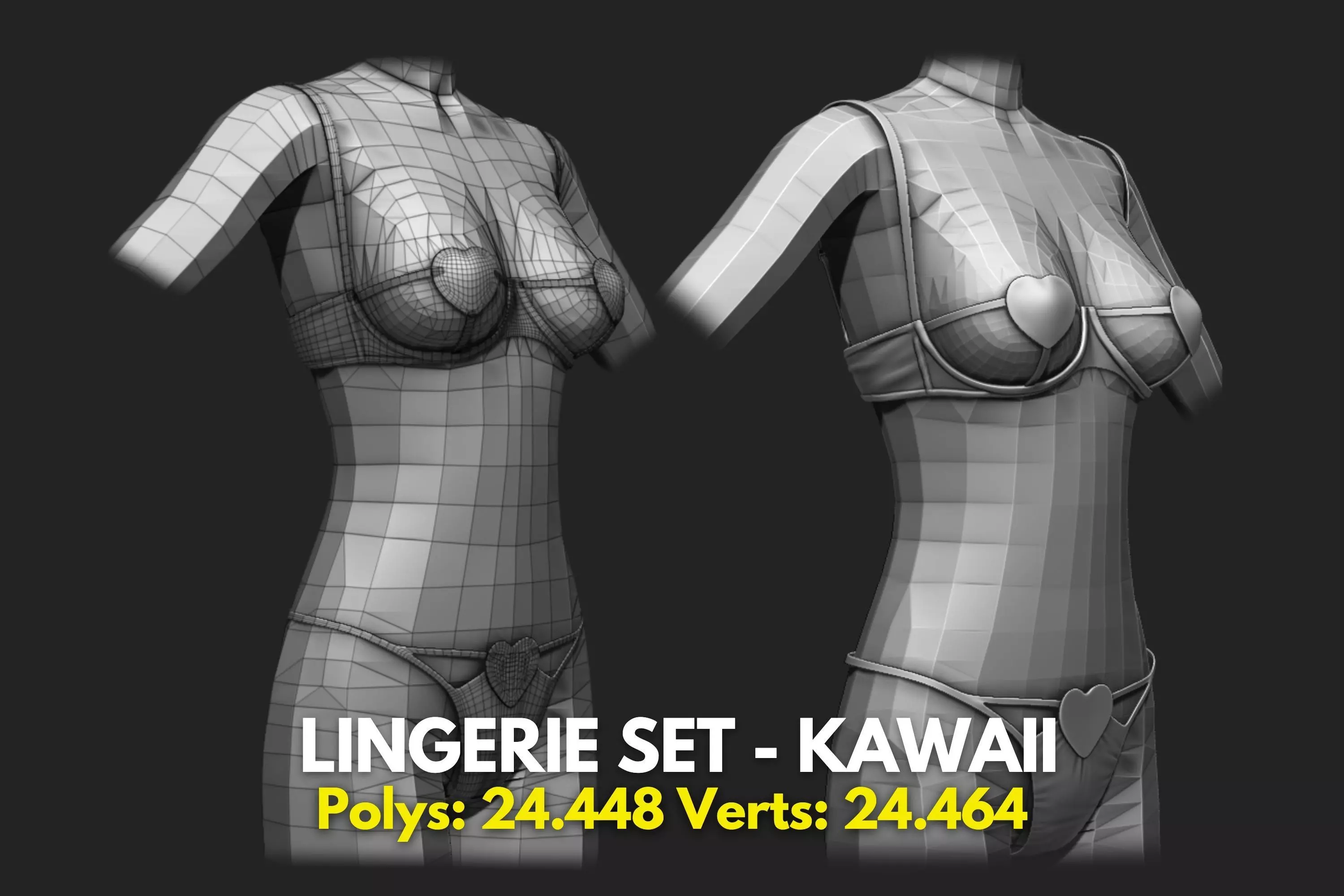 Underwear Set for 3D Avatars - The Sims - Second Life - VR Chat Low-poly 3D model_0